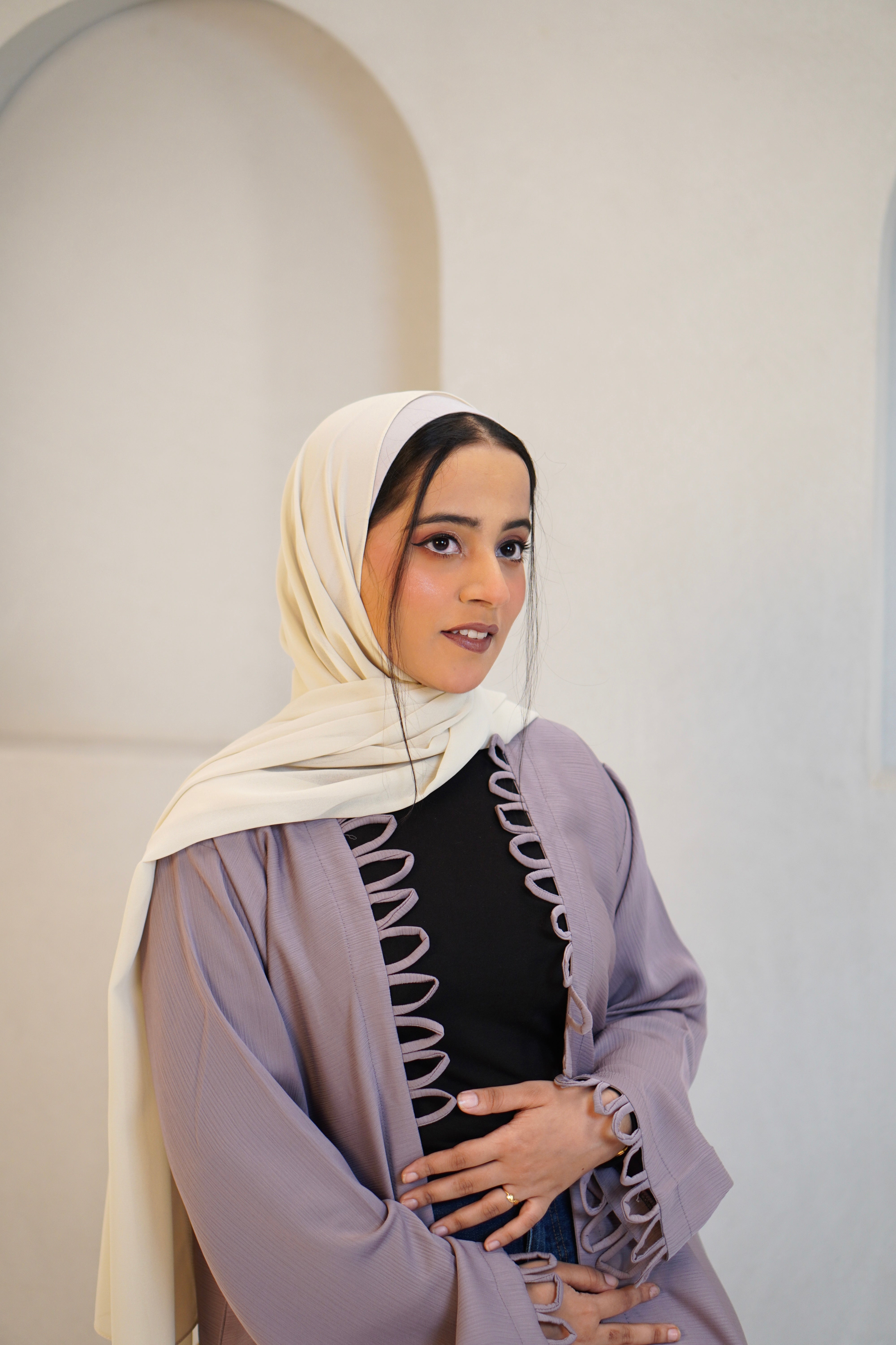 Tie Knot Shrug Abayah - Dusty Lilac