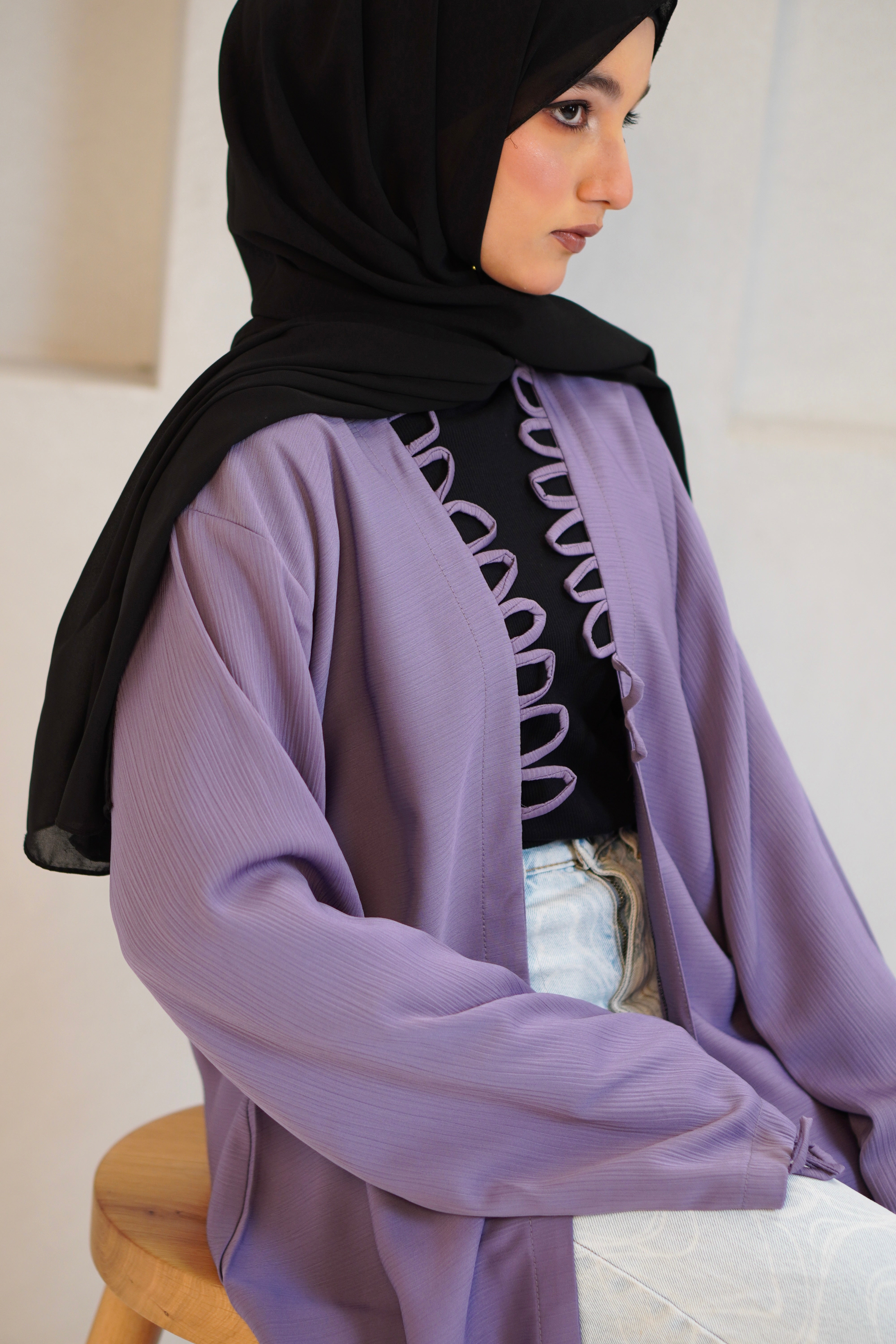 Tie Knot Shrug Abayah - Lavender