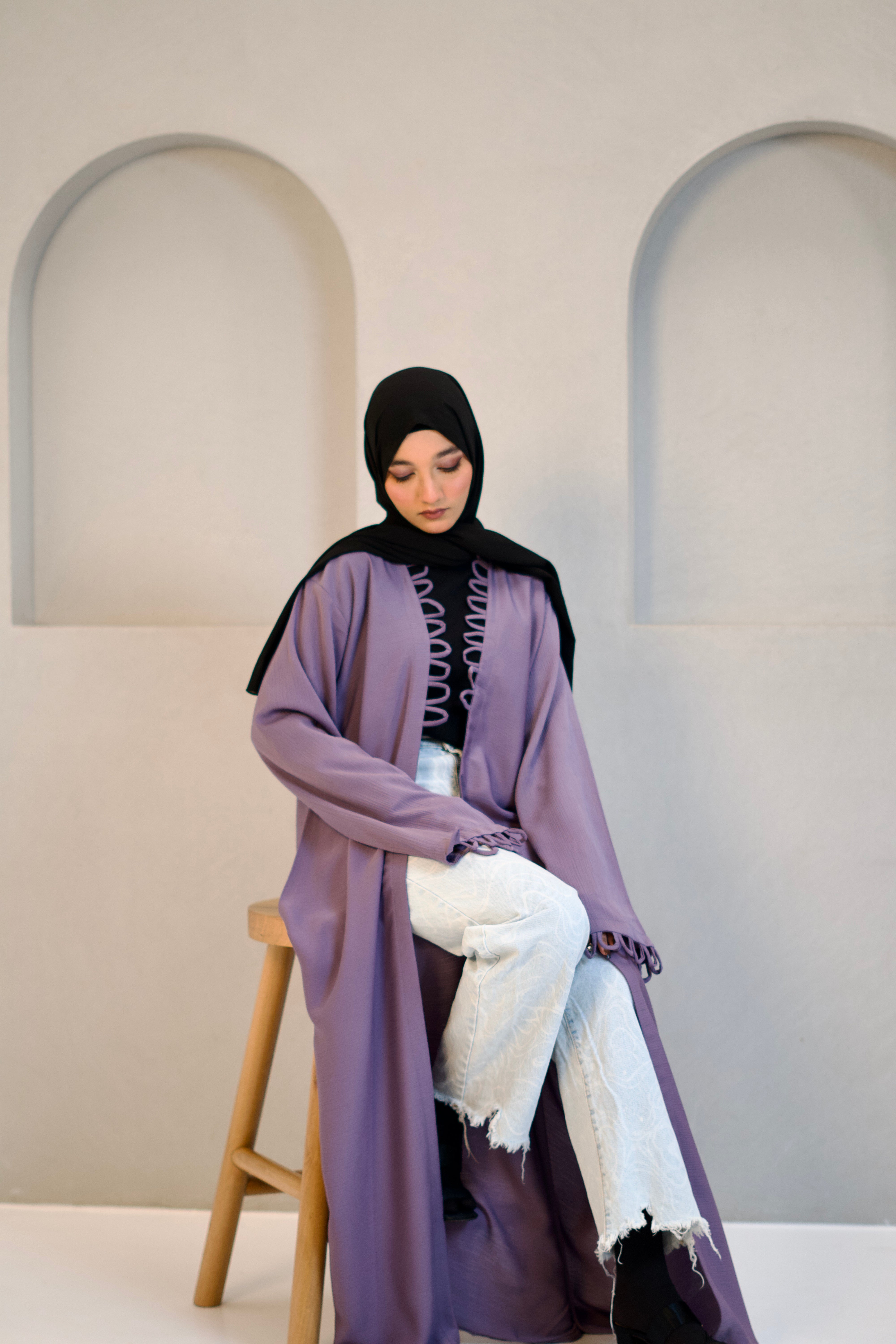 Tie Knot Shrug Abayah - Lavender