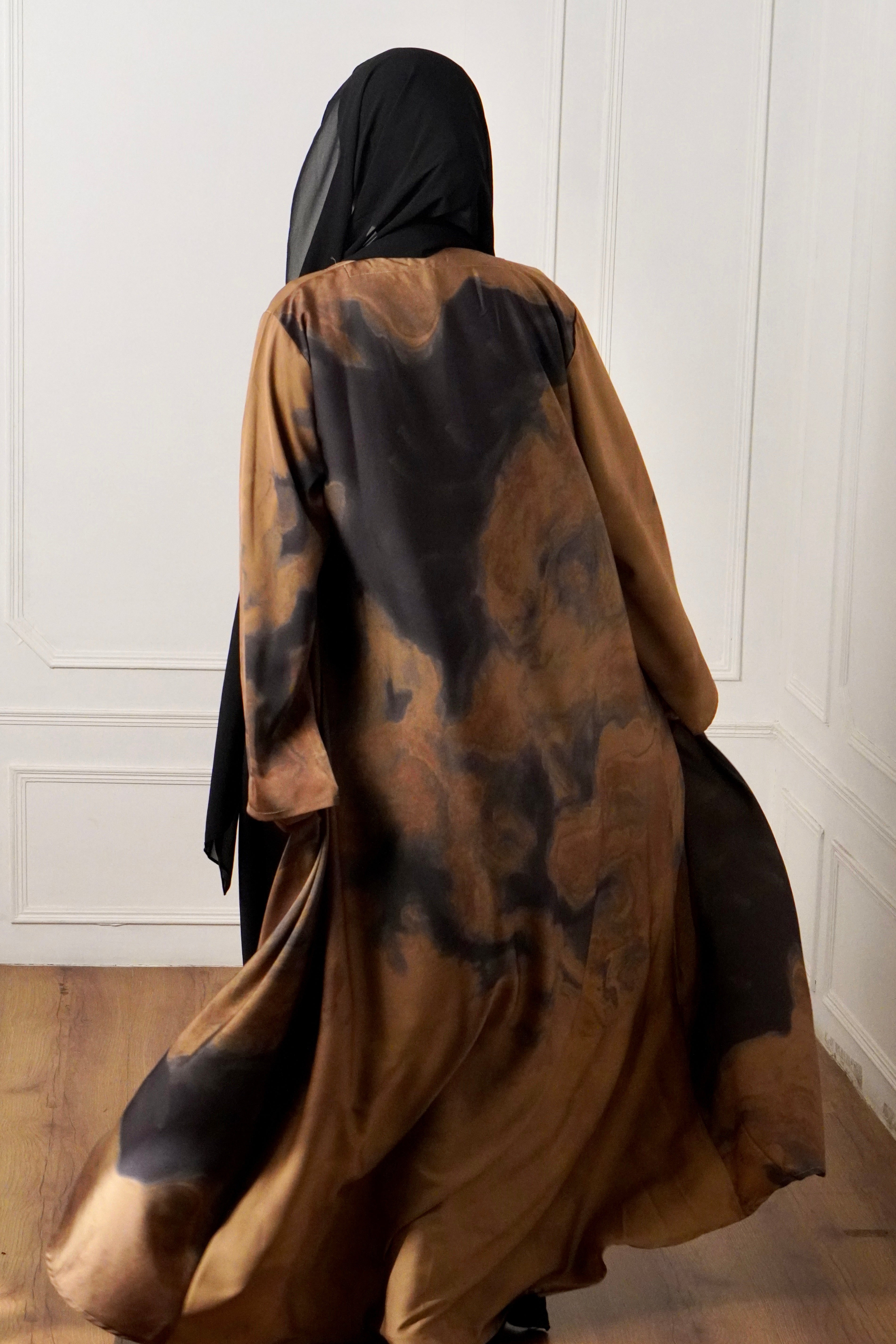 MARBLE PRINT ABAYAH - DESERT GLOW