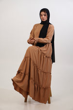Feriha Ruffled Dress (Matte) - BEIGE