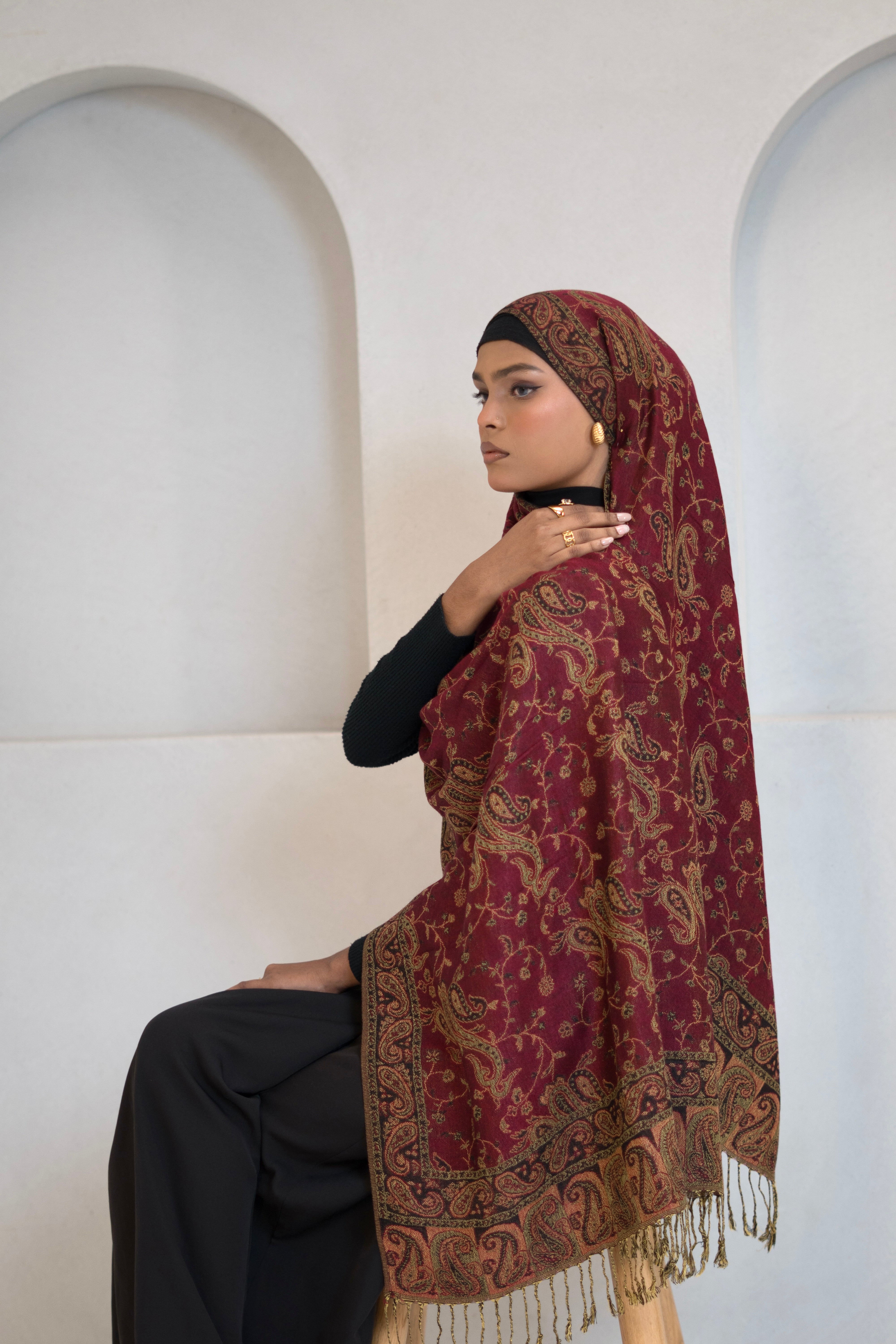 Pashmina Hijab - Mehroon