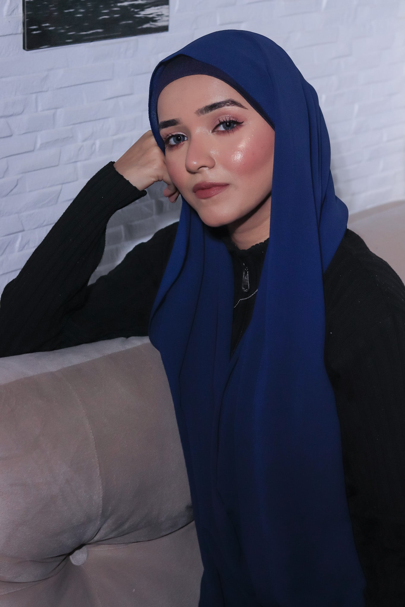 Matching Hijab Set - Navy Blue
