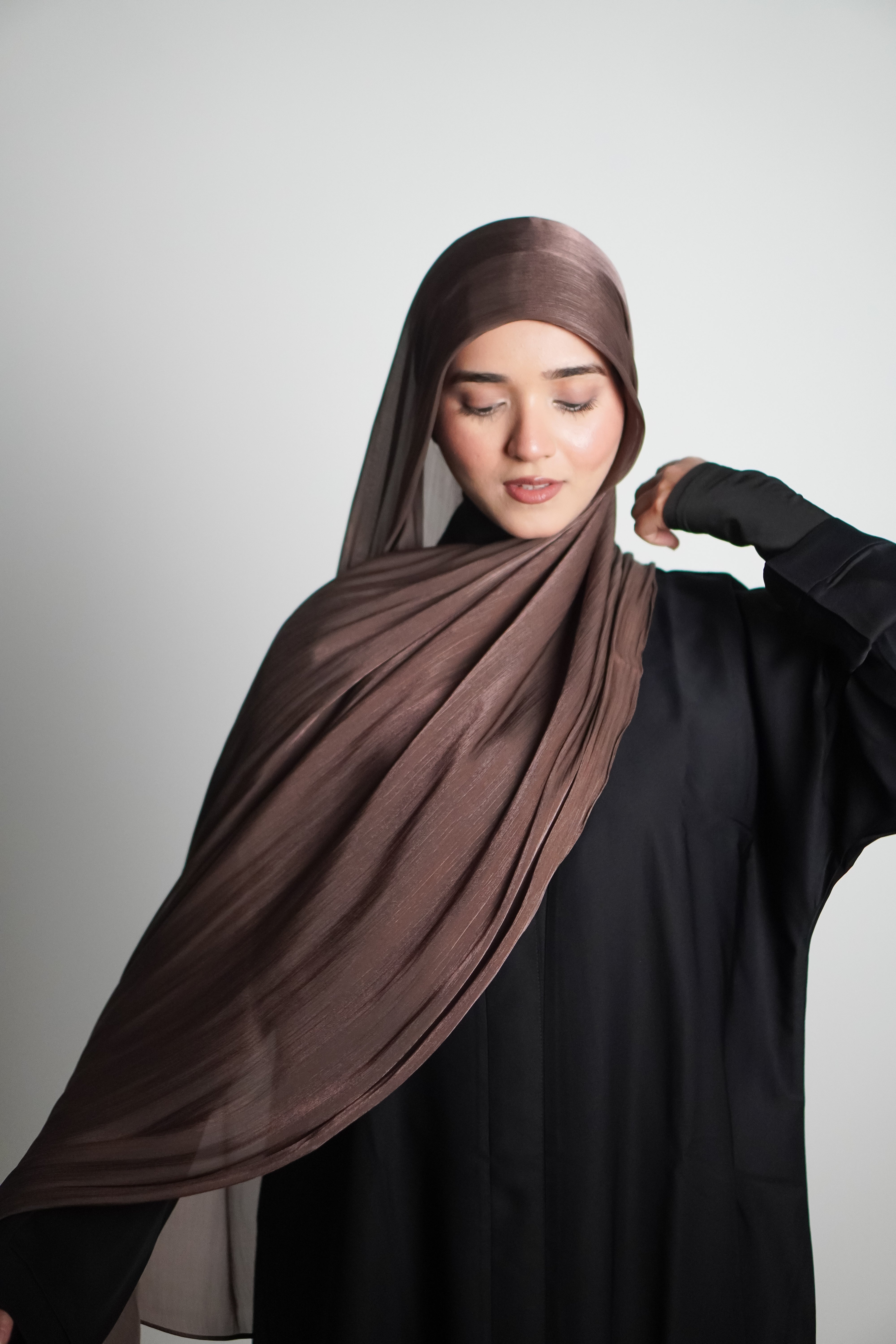 Premium Organza Hijab - Cocoa Brown