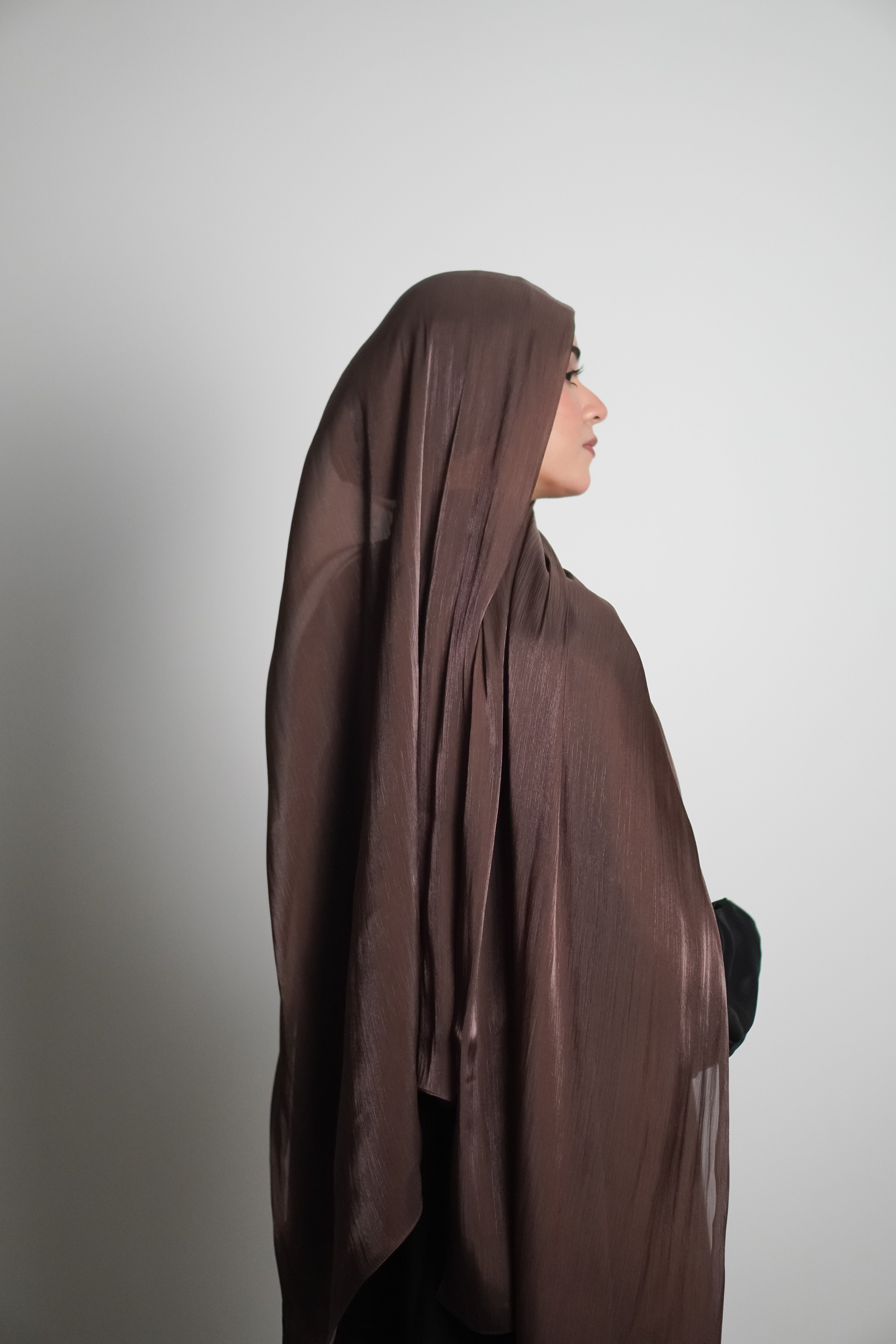 Premium Organza Hijab - Cocoa Brown