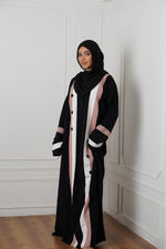 Black & Pink Buttoned Abayah