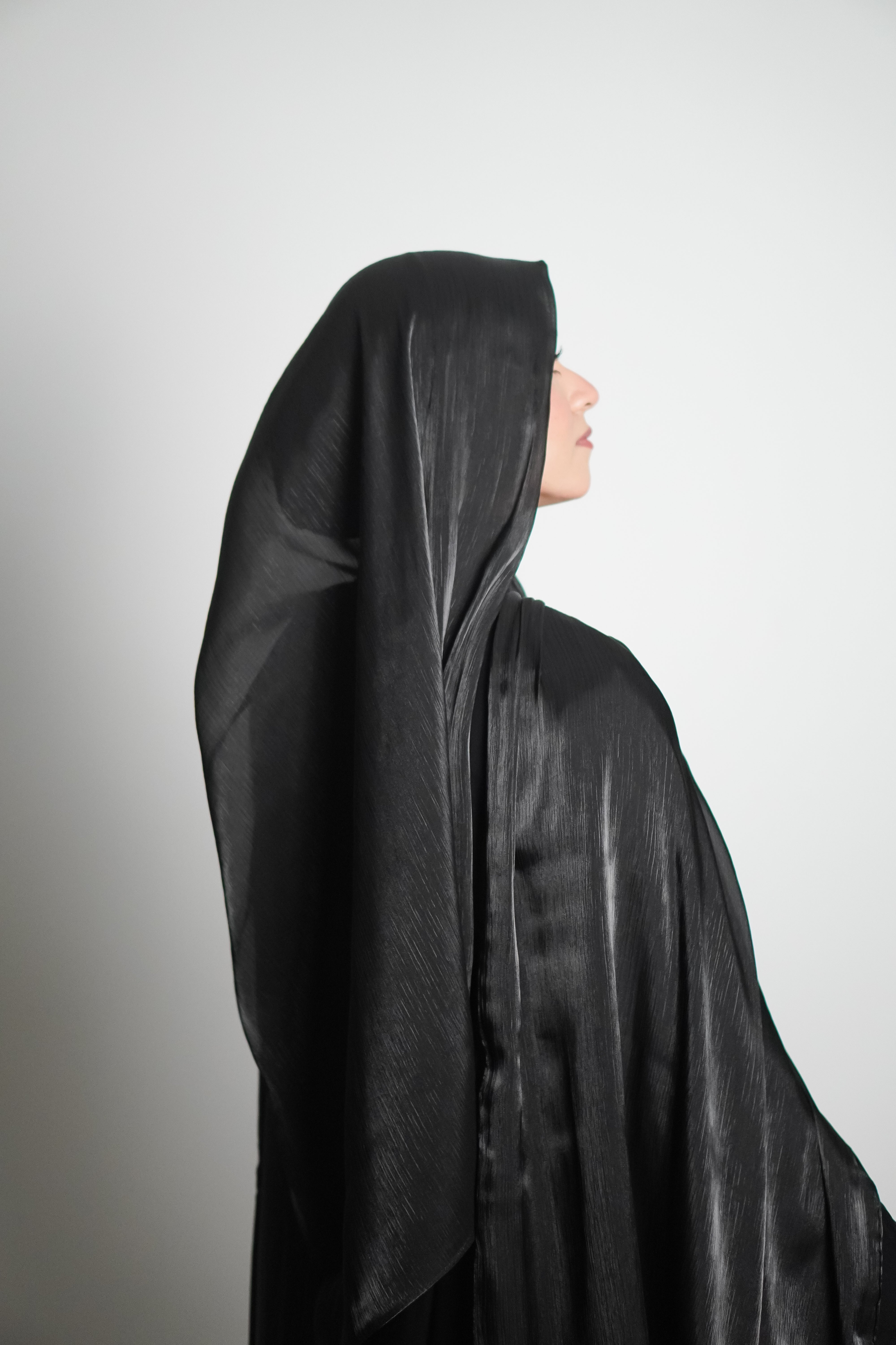Premium Organza Hijab - Midnight Black