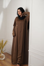 SOFT BUTTONED ABAYAH - BROWN