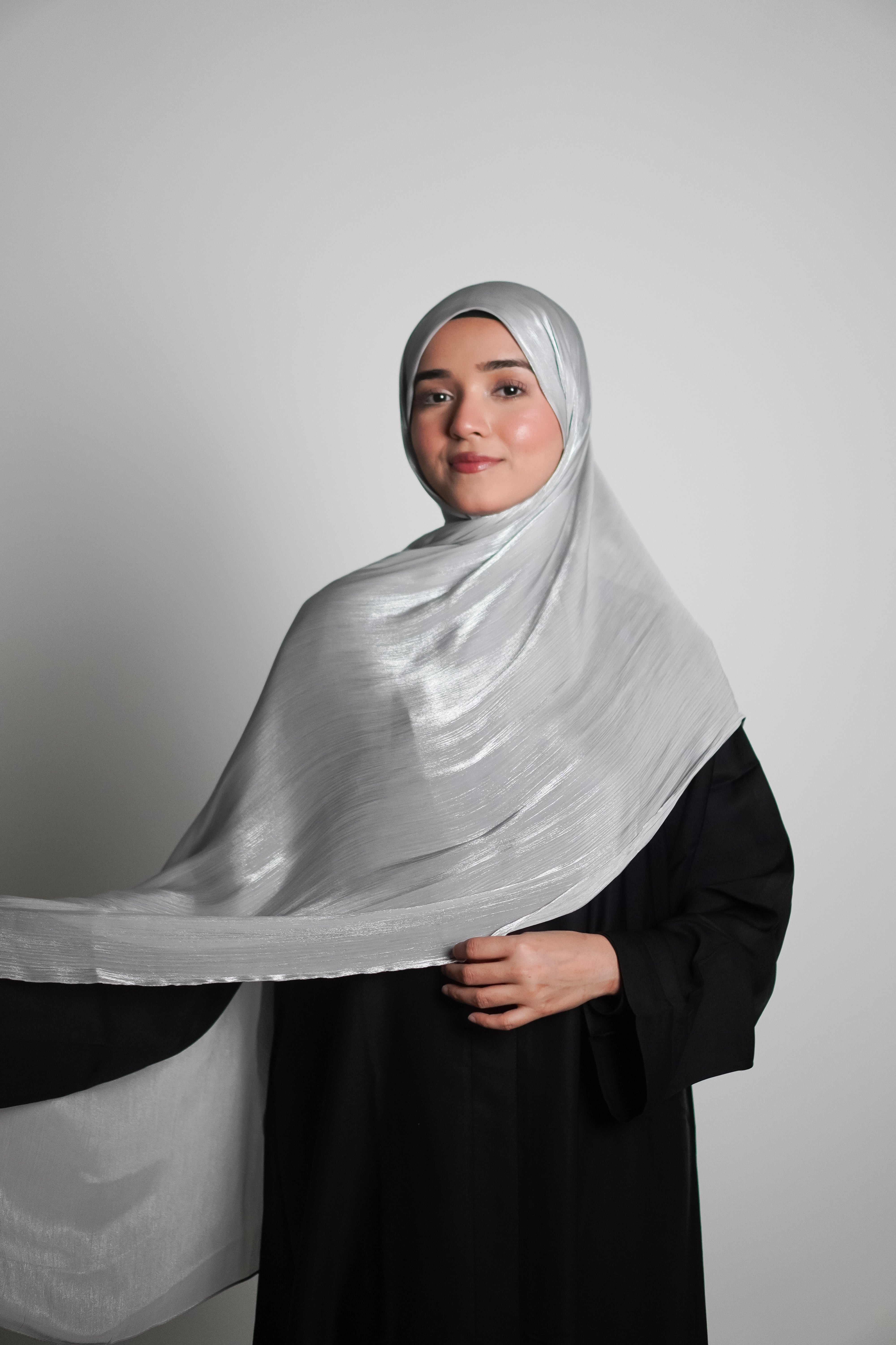 Premium Organza Hijab - Silver Grey