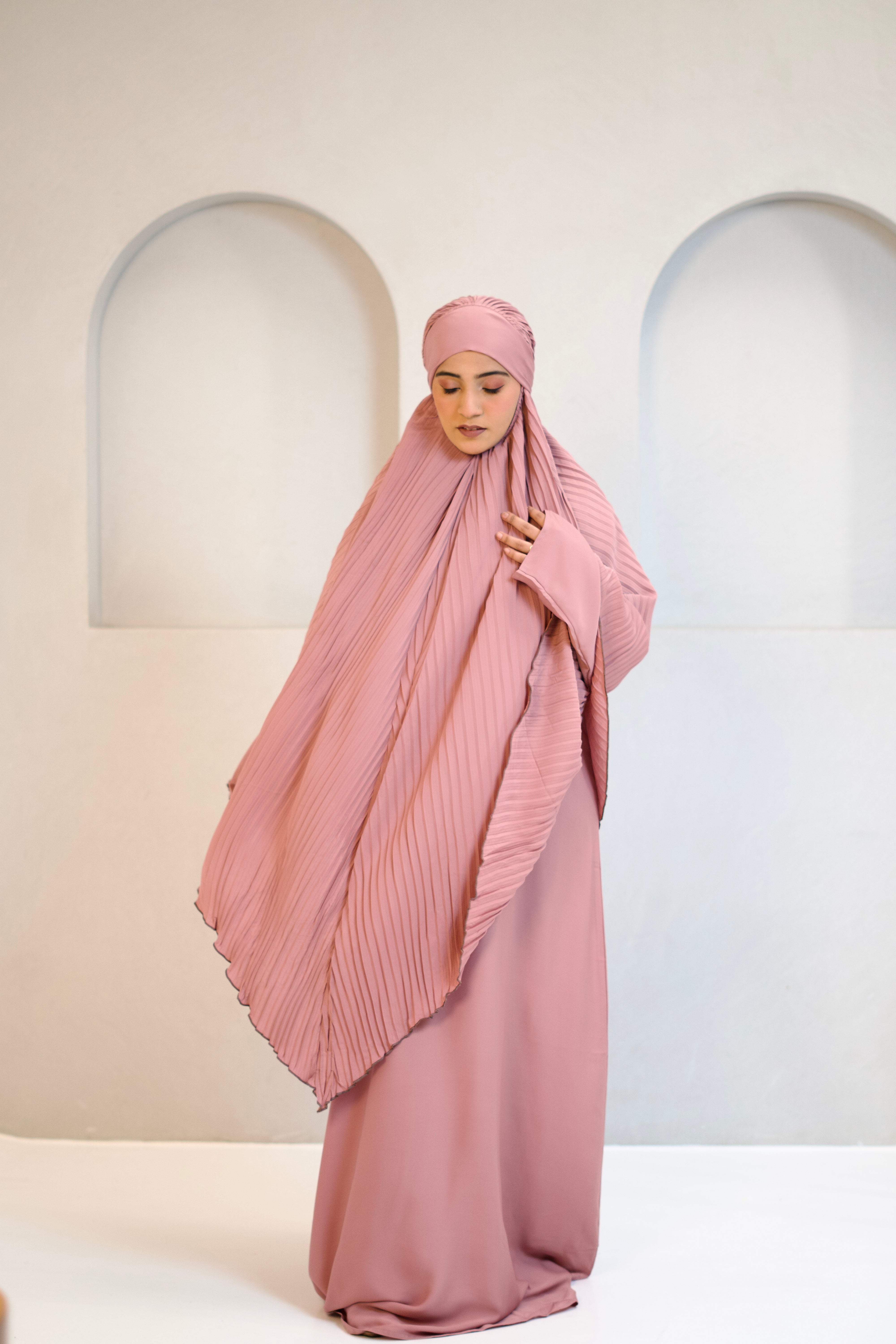 PLEATED KHIMAR SET
