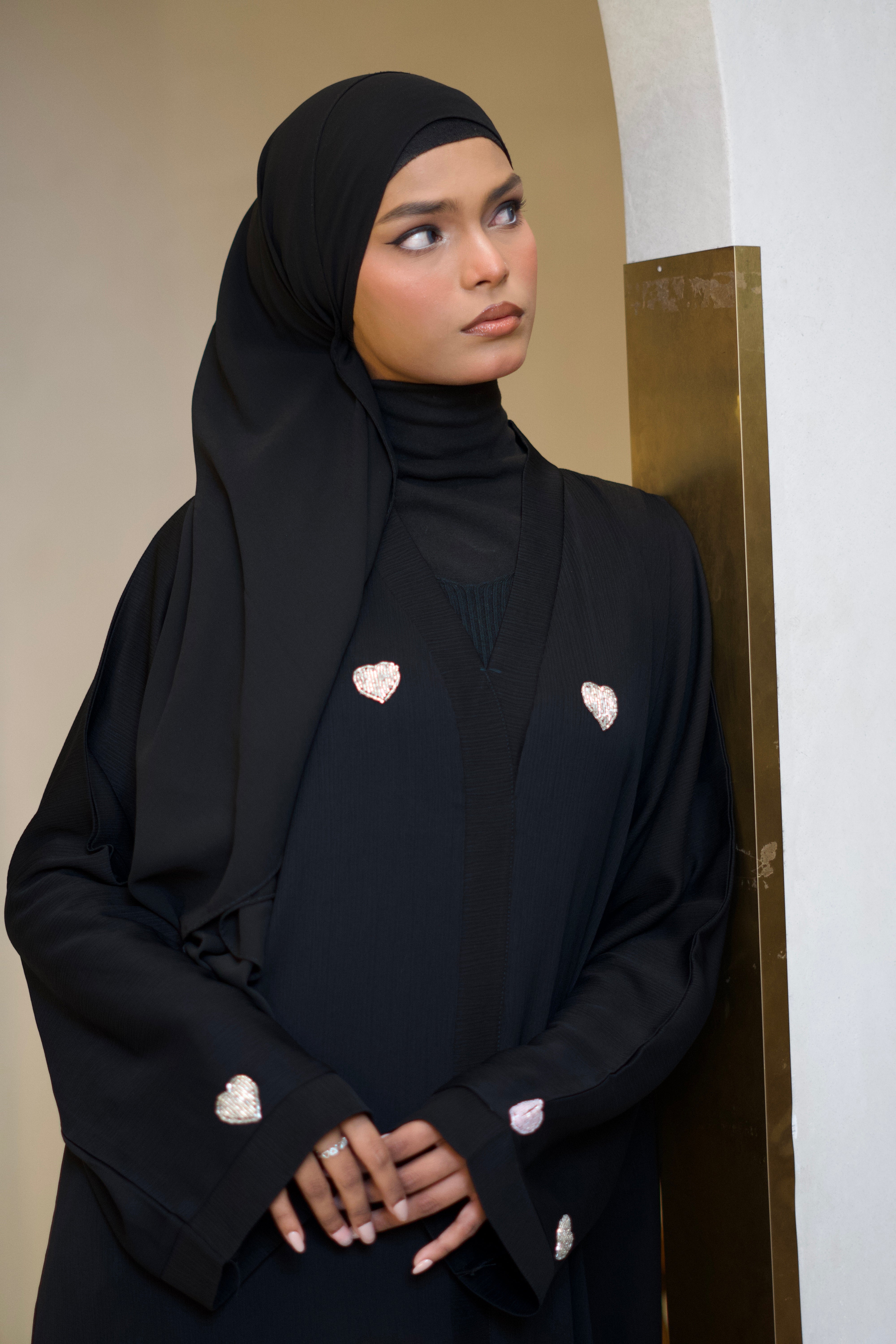 Qalbi Abayah - Pink & Silver