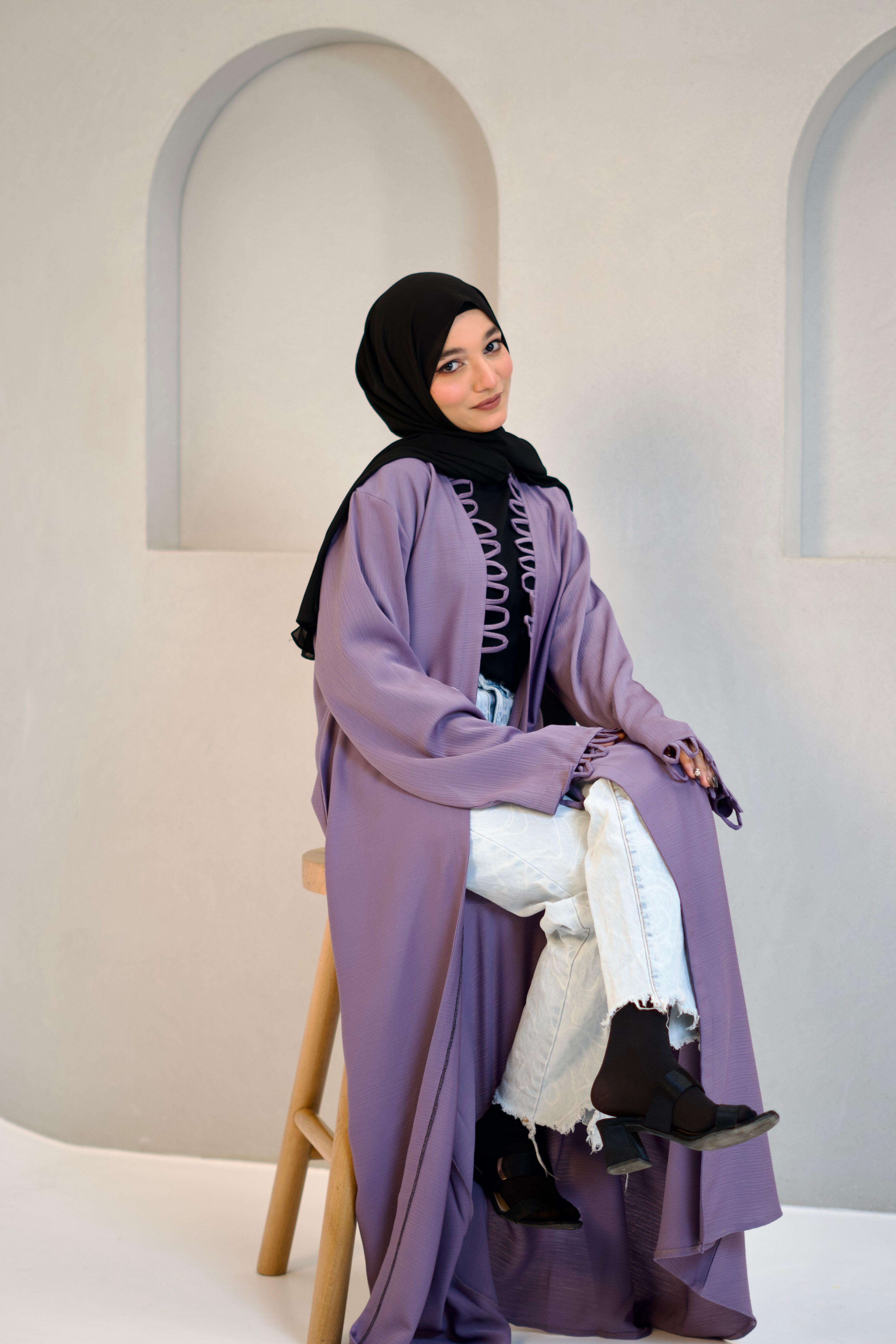 Tie Knot Shrug Abayah - Lavender