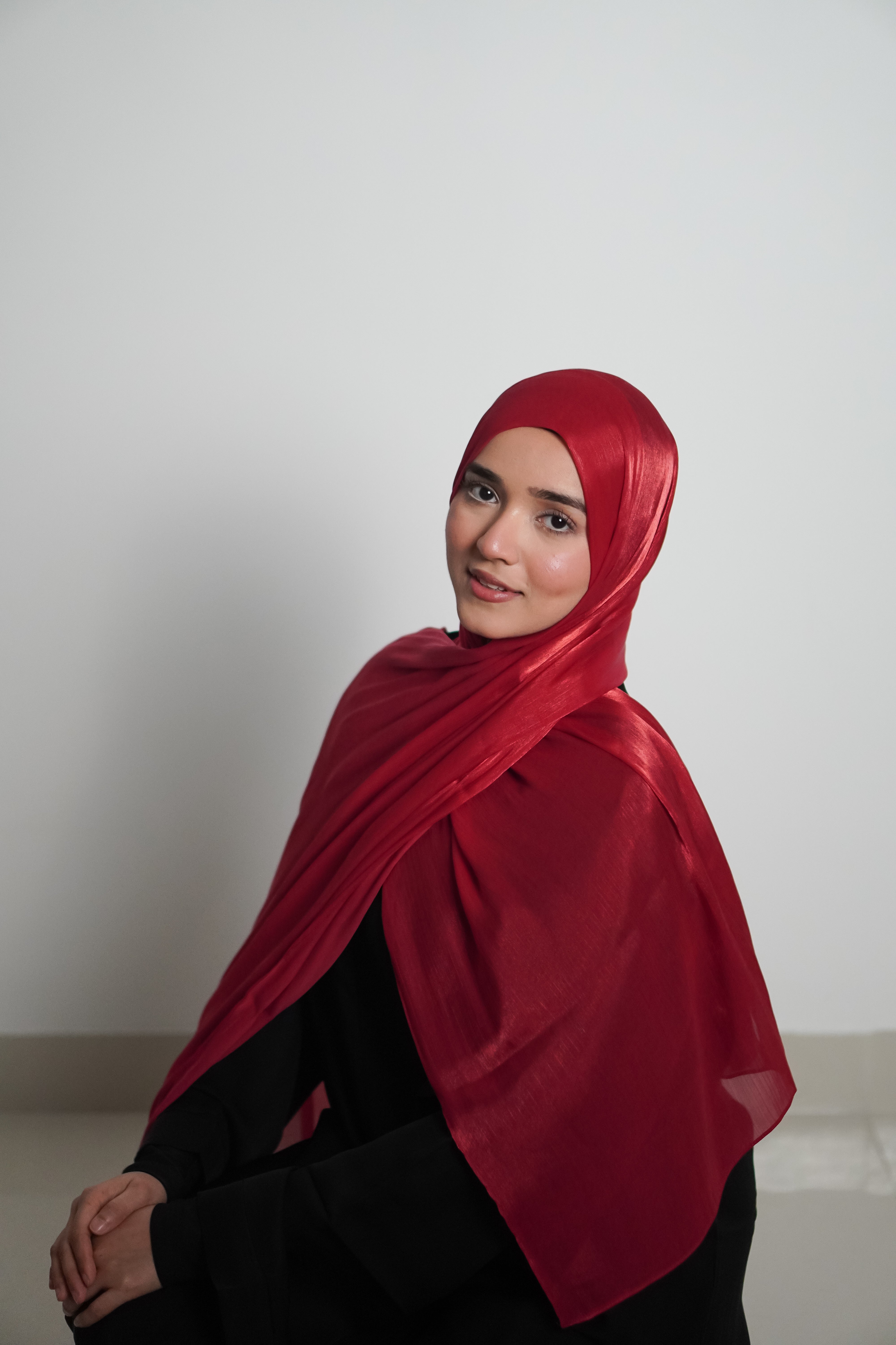 Premium Organza Hijab - Cherry Red