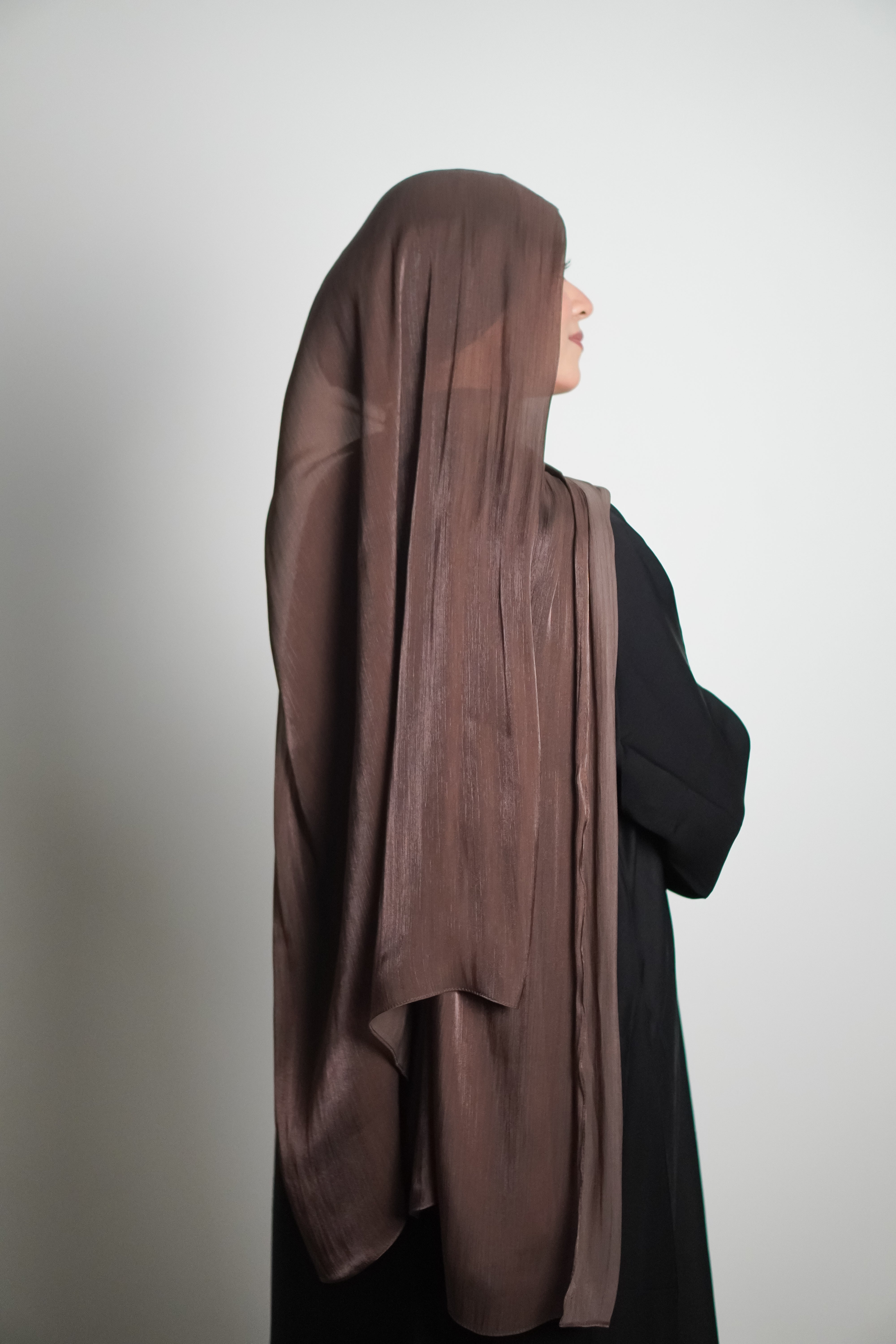 Premium Organza Hijab - Cocoa Brown