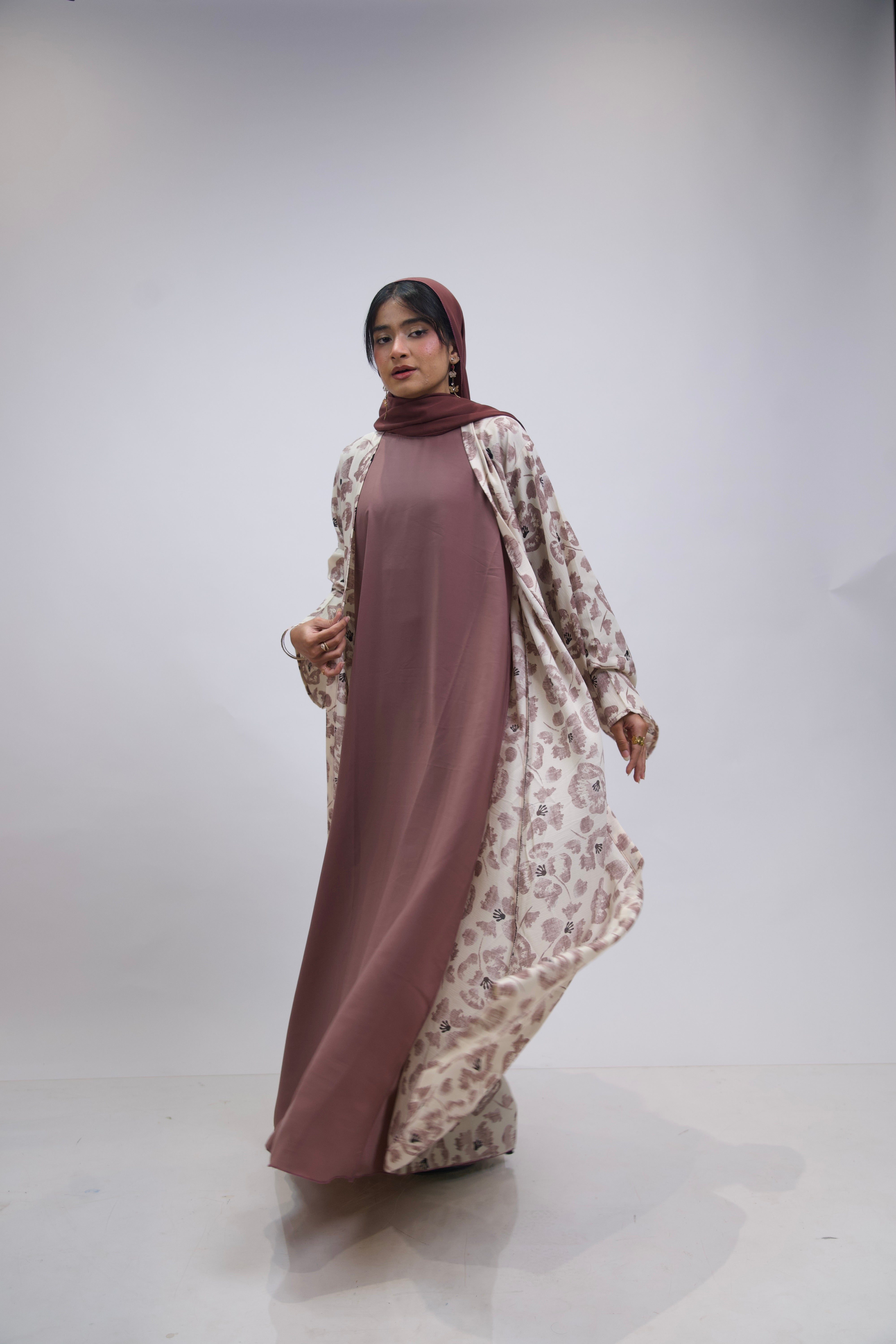 FLORAL PRINTED ABAYAH - ROSE