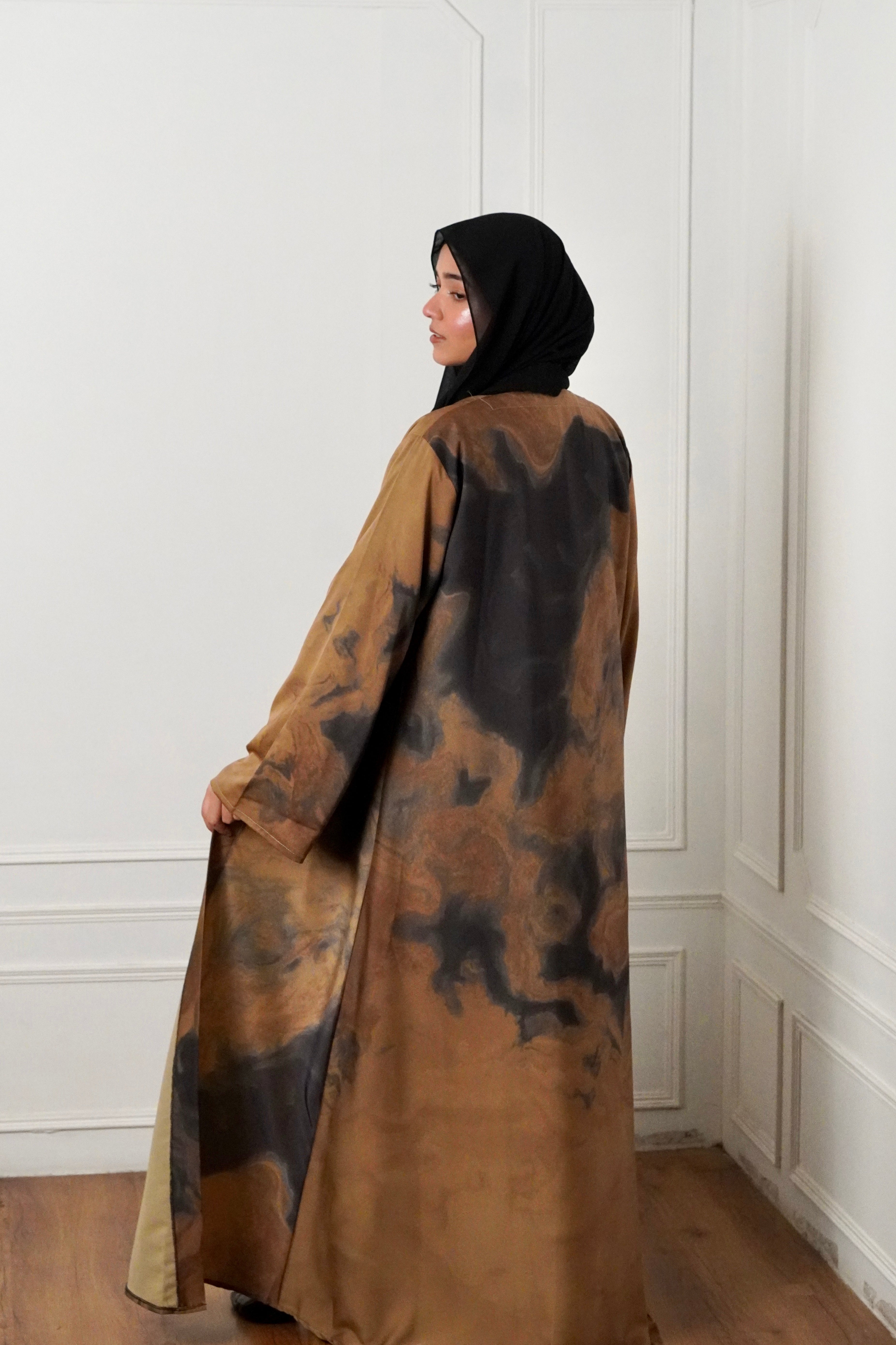 MARBLE PRINT ABAYAH - DESERT GLOW