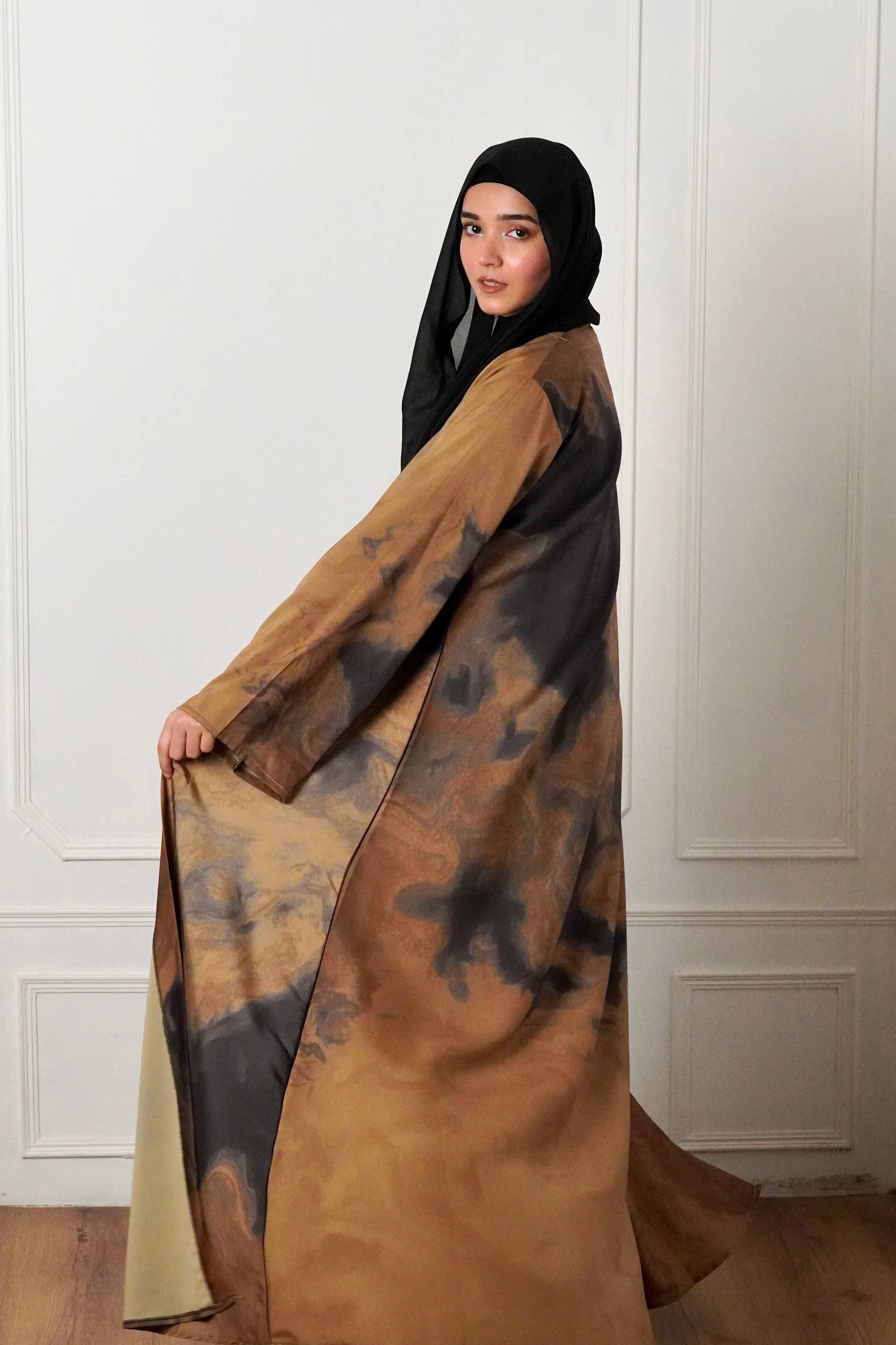 MARBLE PRINT ABAYAH - DESERT GLOW