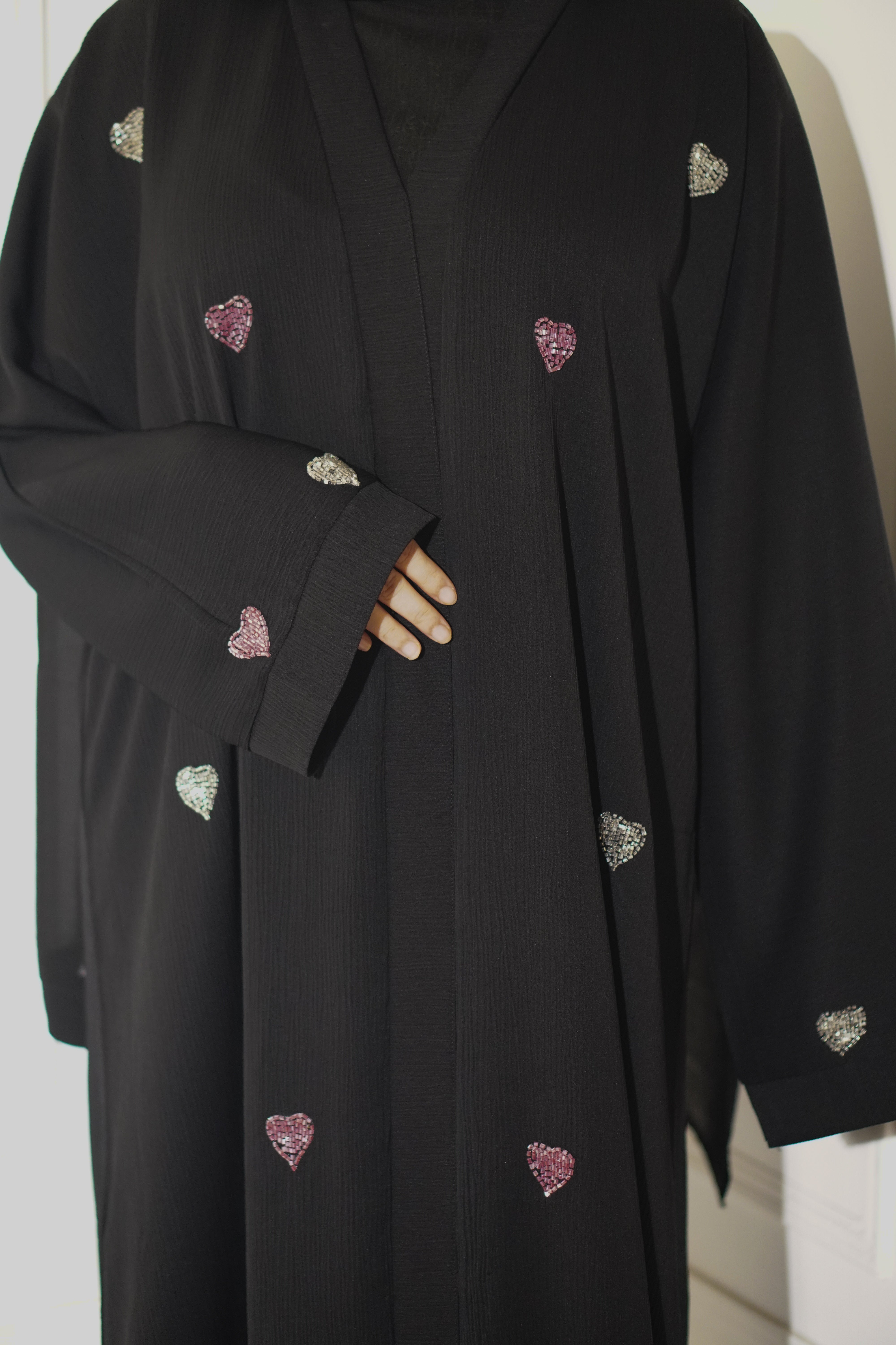 Qalbi Abayah - Pink & Silver