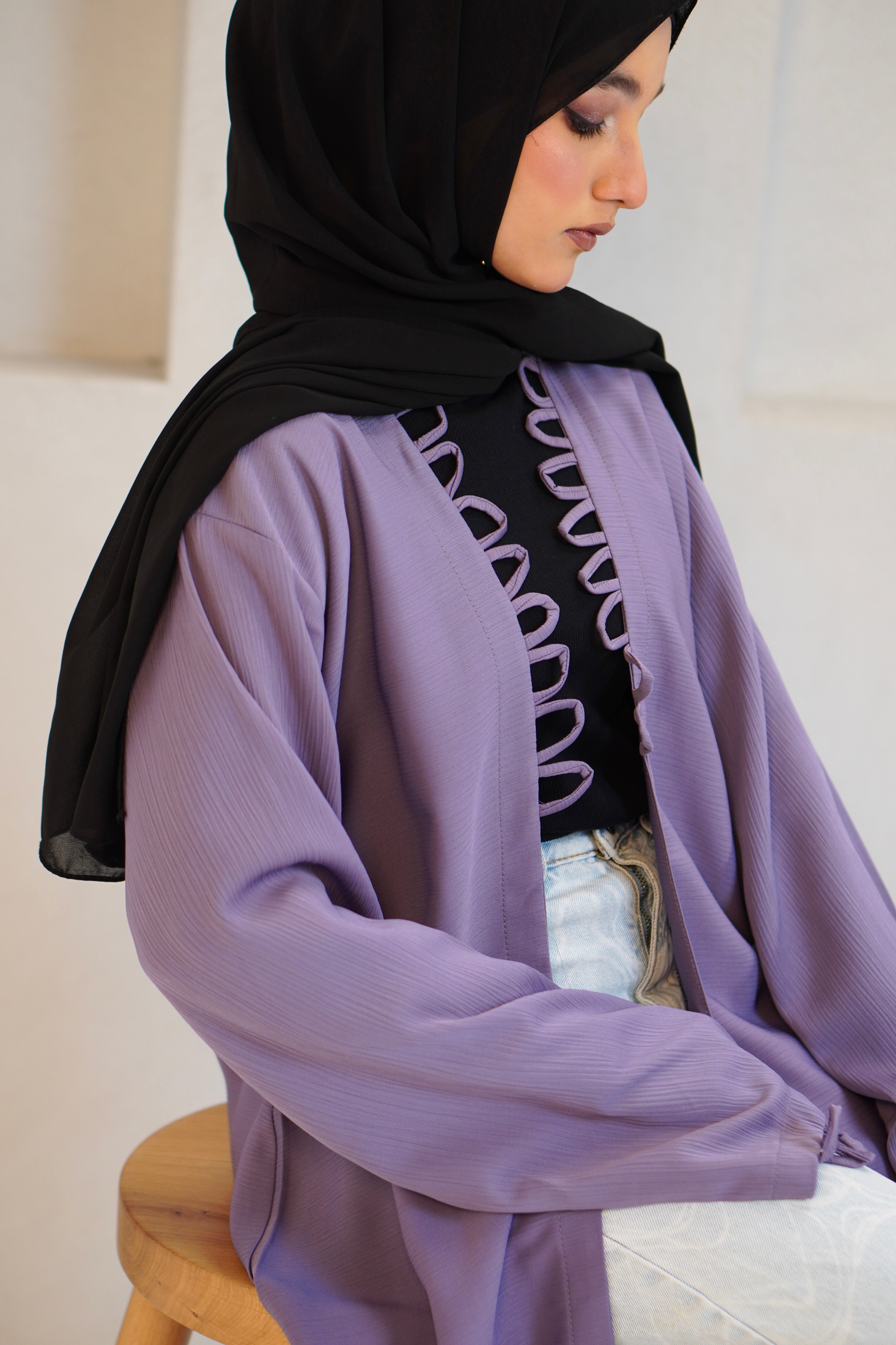 Tie Knot Shrug Abayah - Lavender
