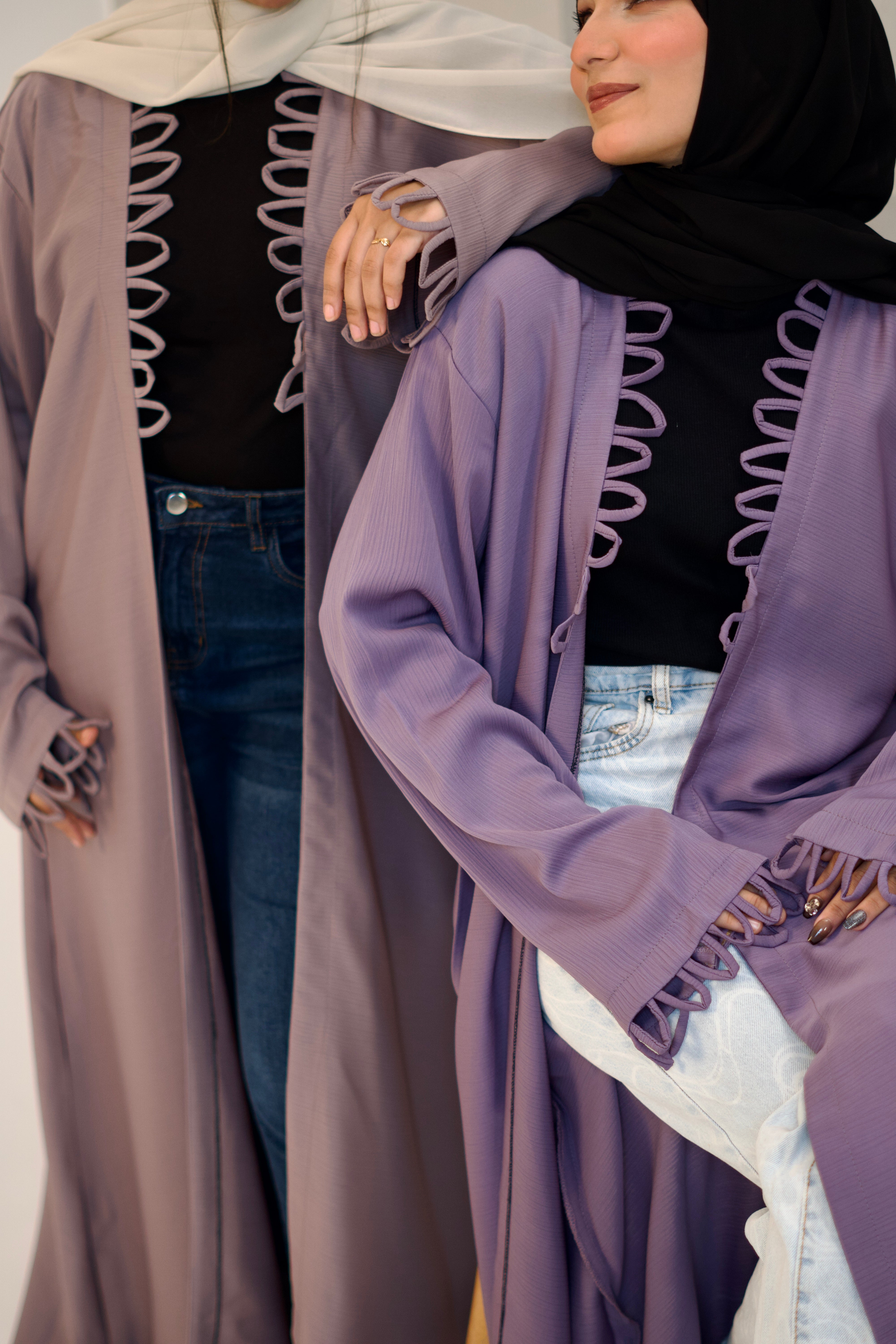 Tie Knot Shrug Abayah - Dusty Lilac