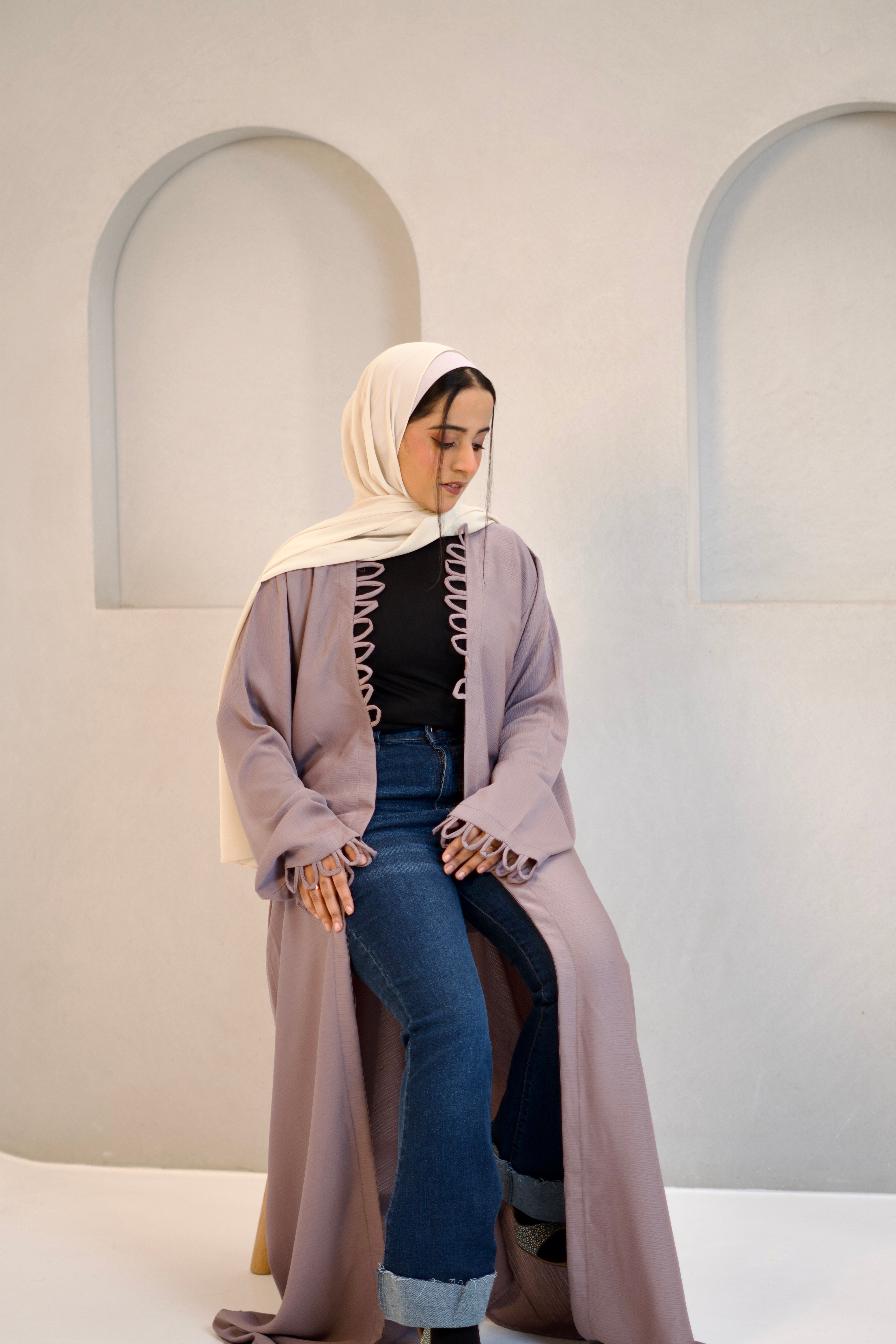 Tie Knot Shrug Abayah - Dusty Lilac
