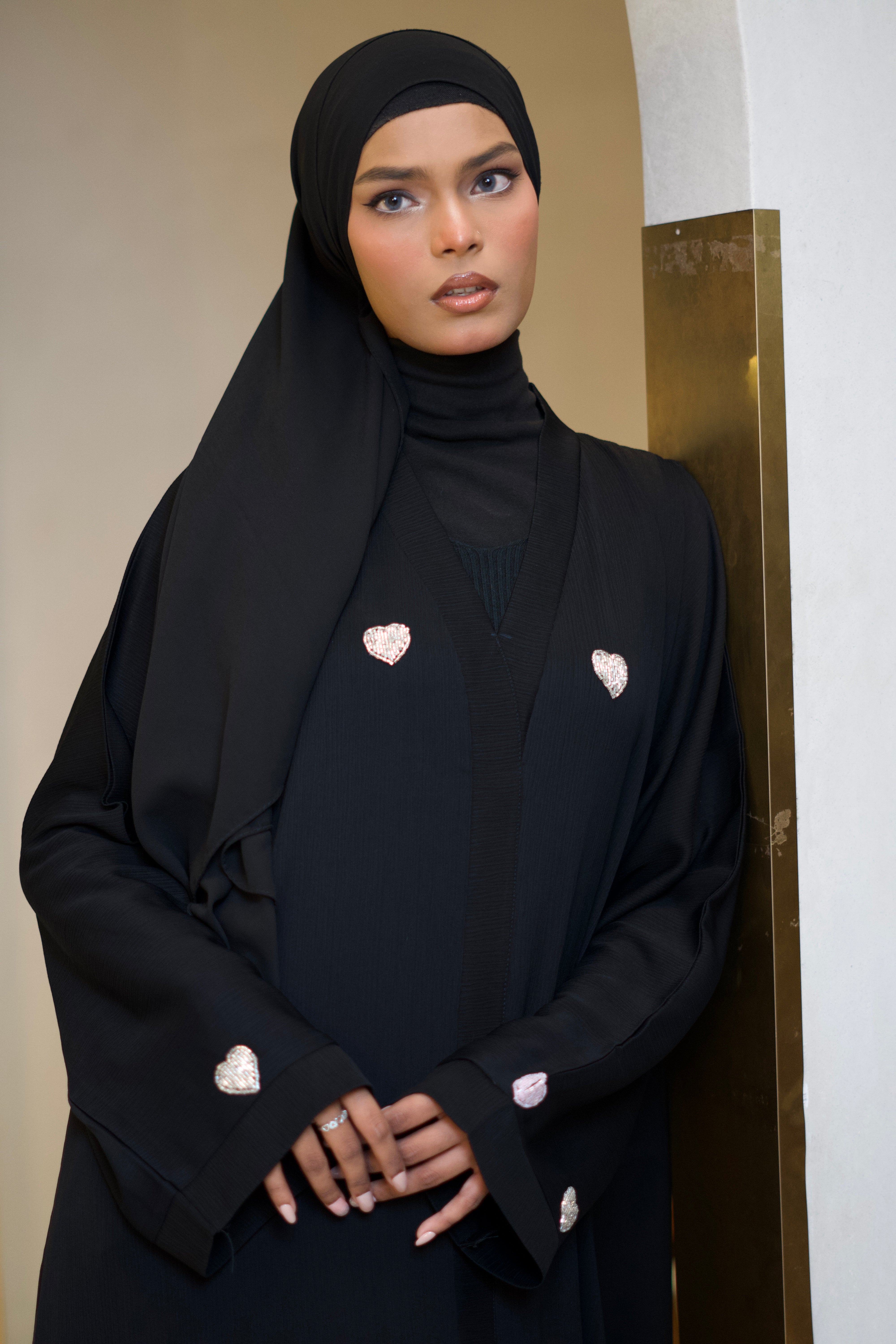 Qalbi Abayah - Pink & Silver