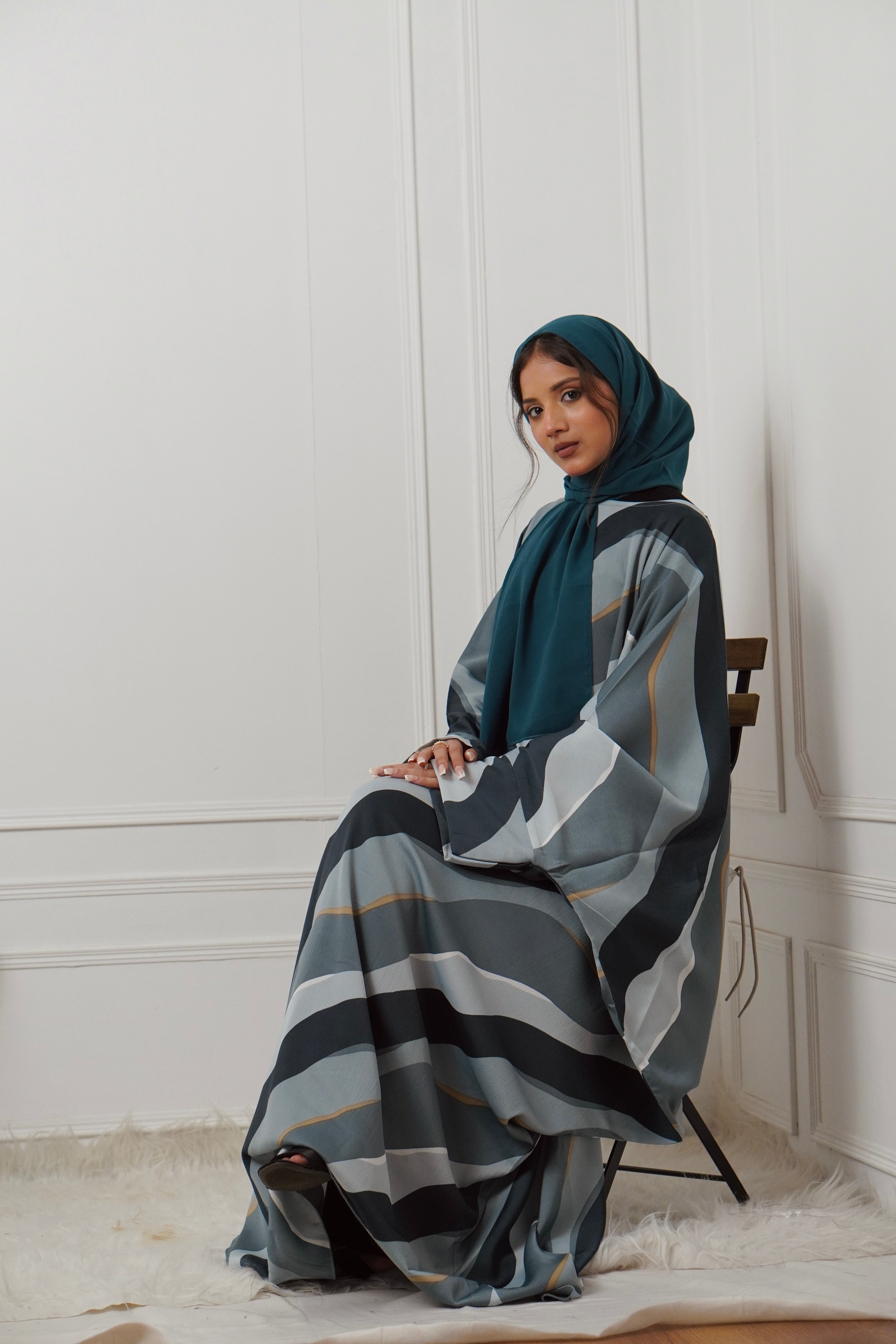 Y2K PRINTED ABAYAH - TURQUOISE