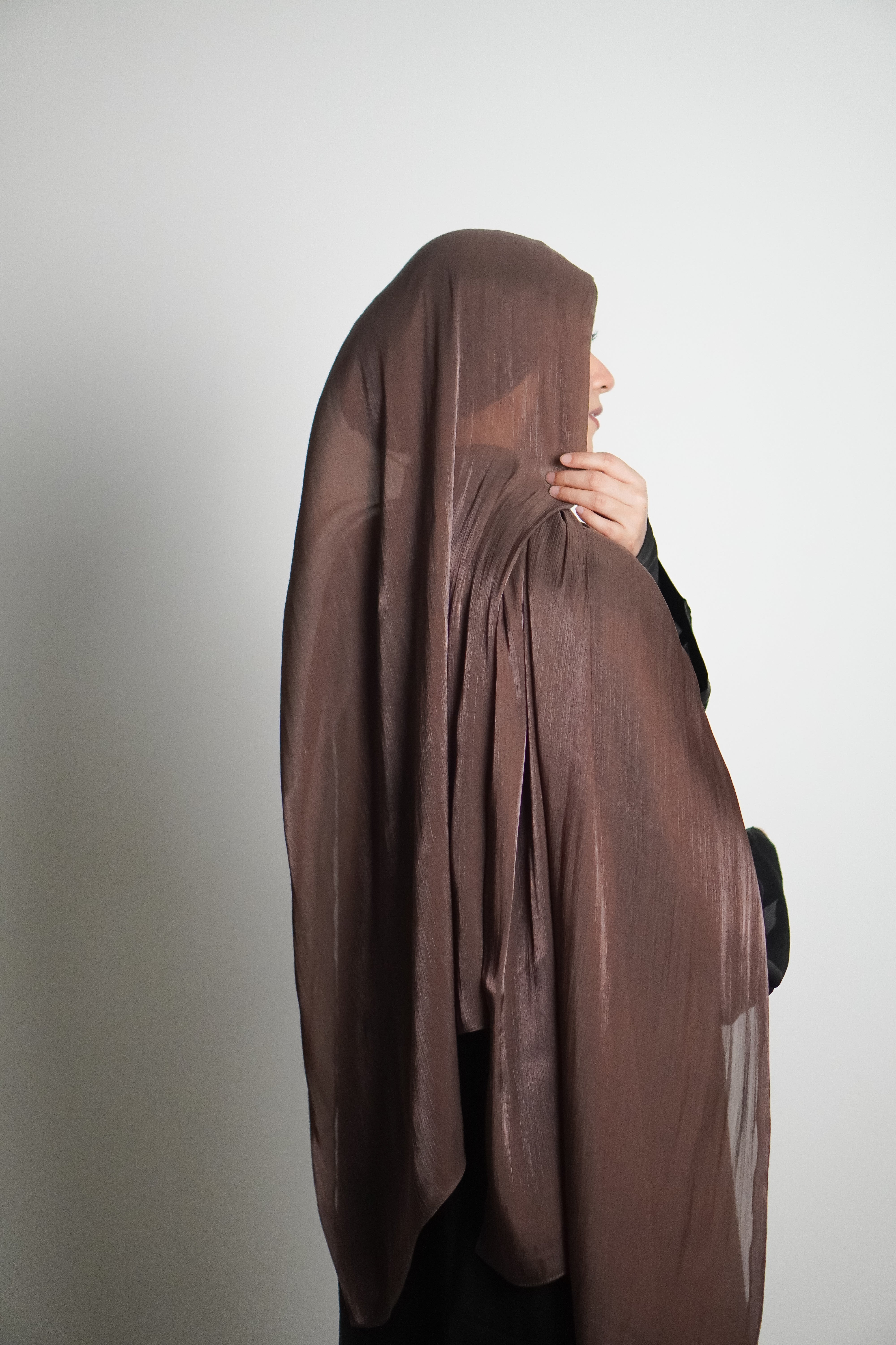 Premium Organza Hijab - Cocoa Brown