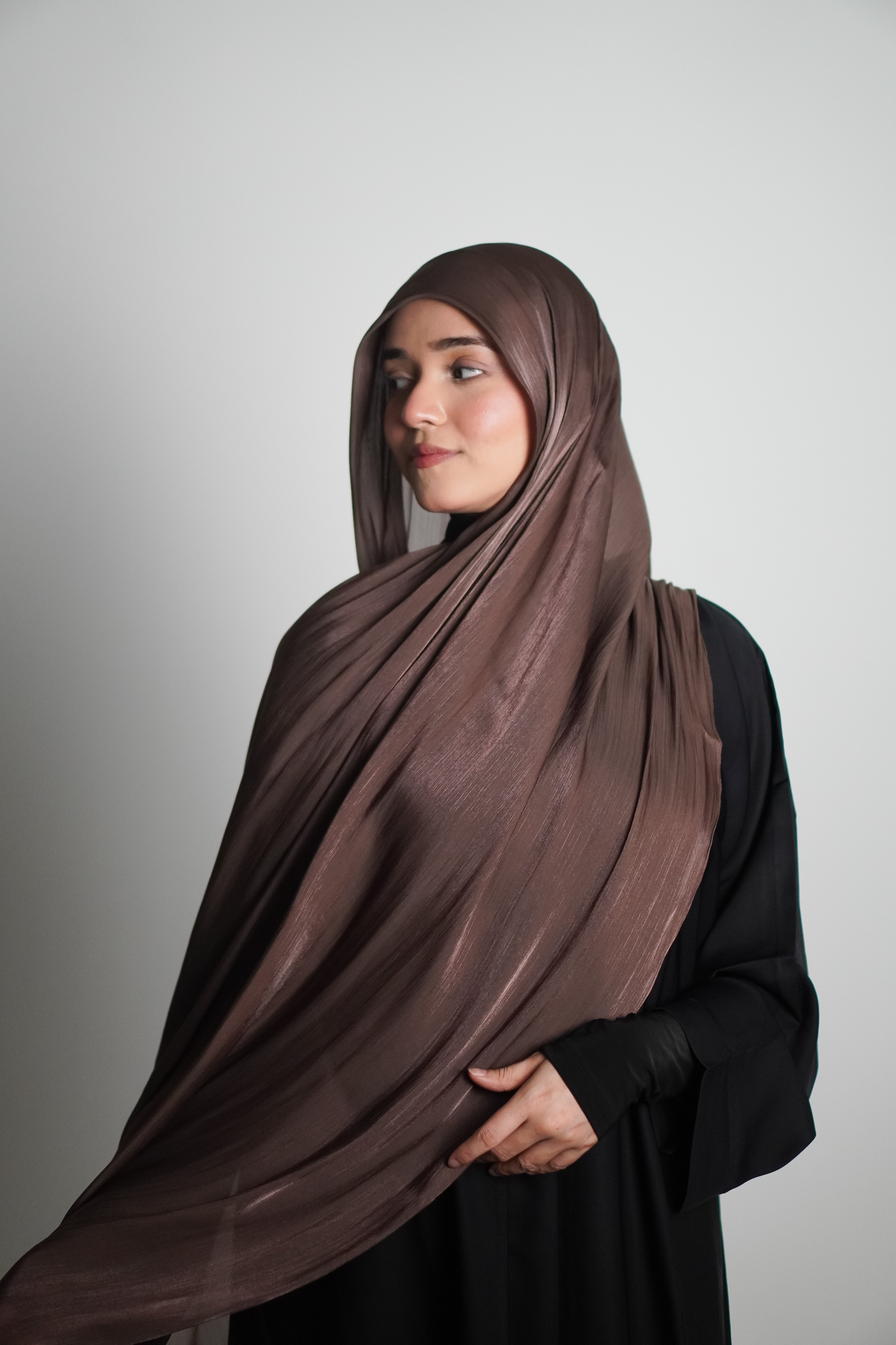 Premium Organza Hijab - Cocoa Brown