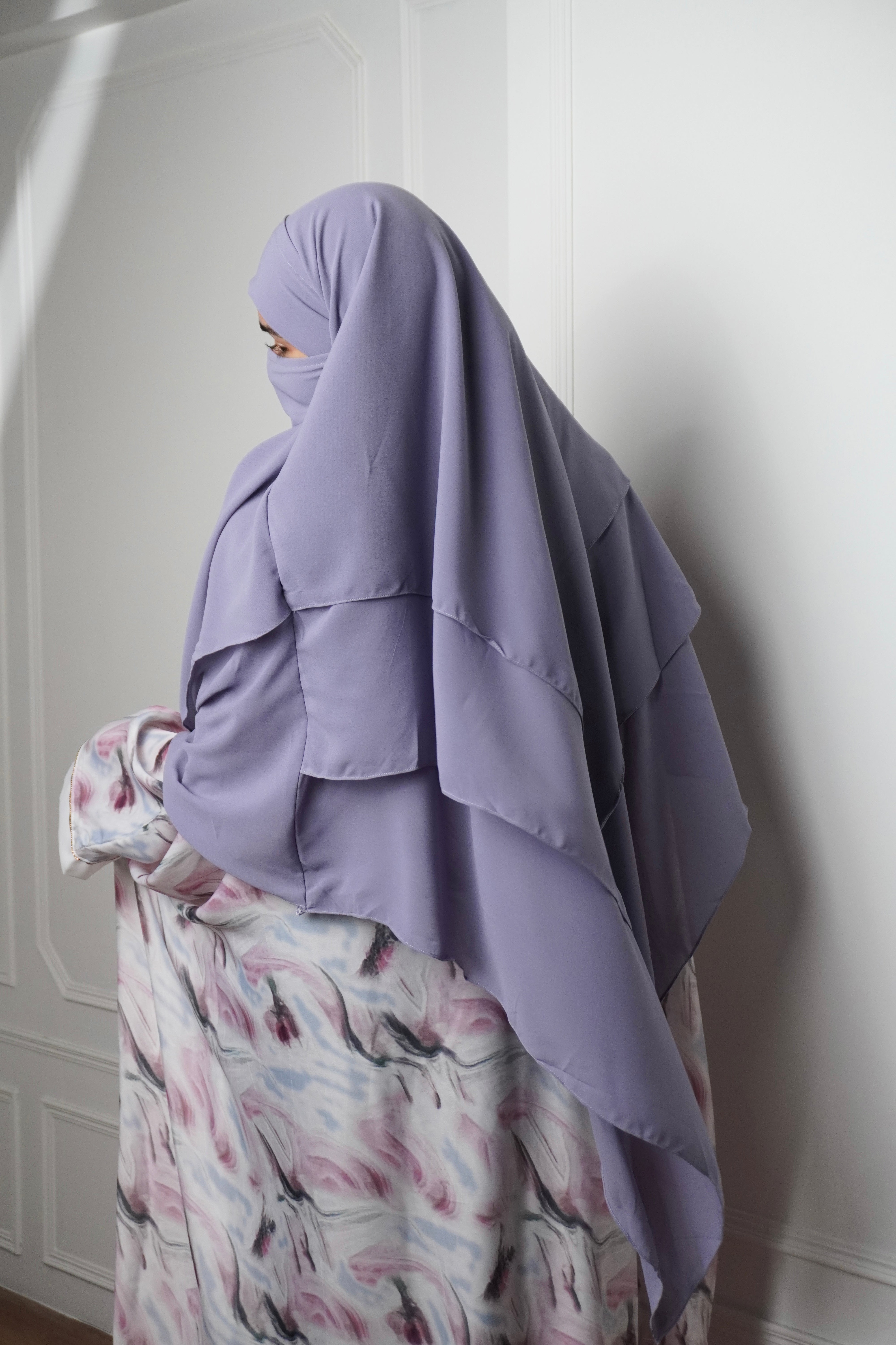 Marble Print Kaftan Khimar Set - Cotton Candy