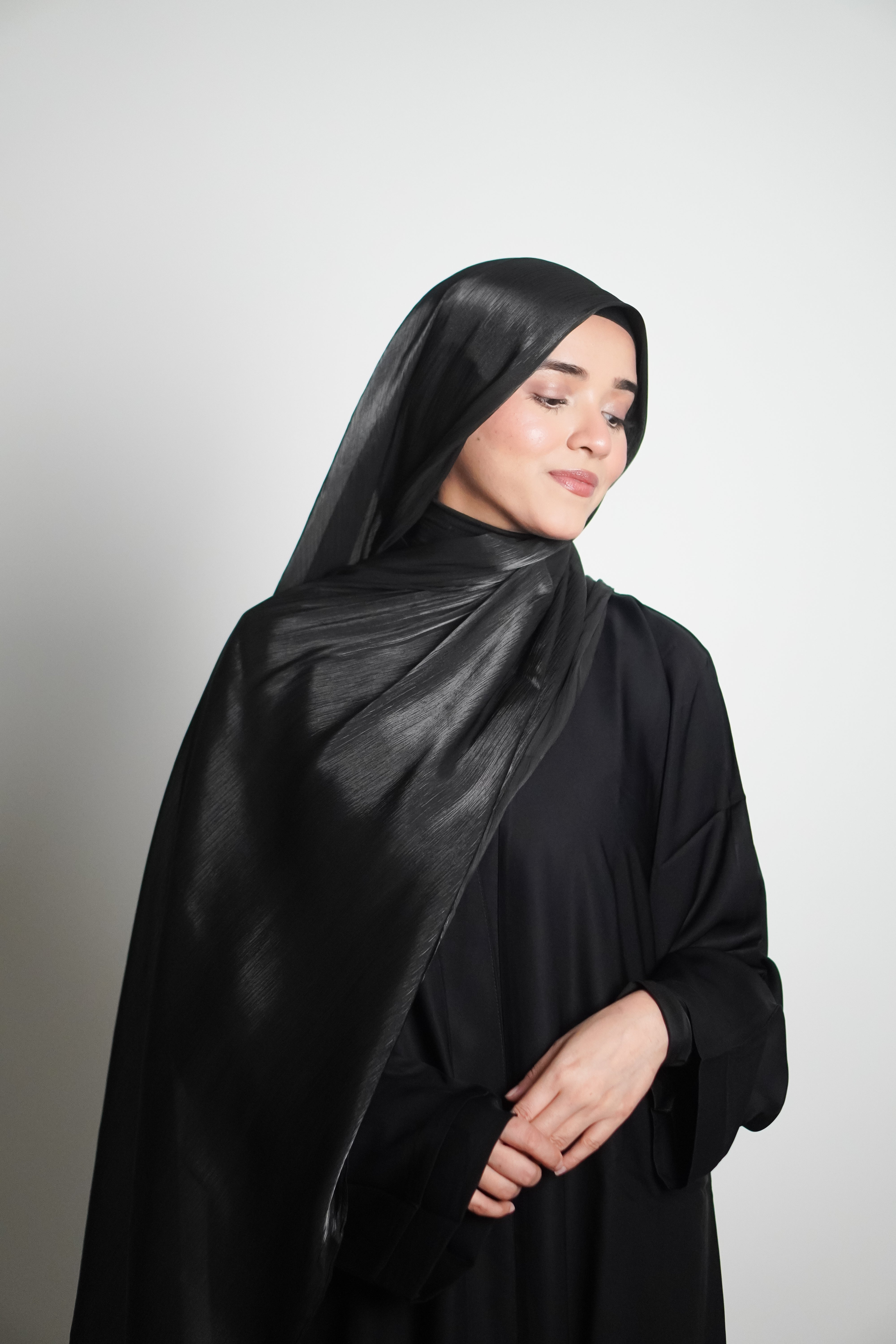 Premium Organza Hijab - Midnight Black