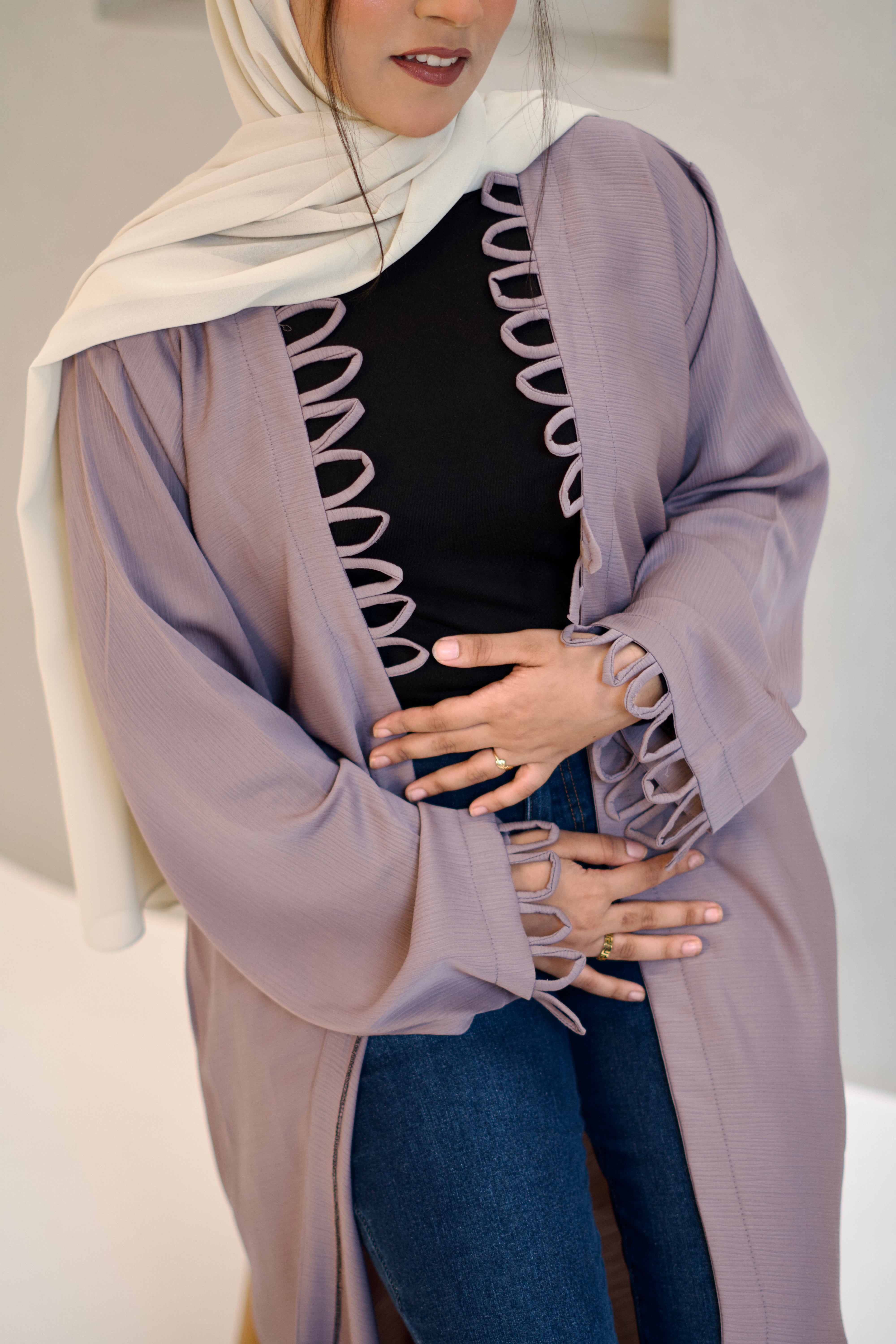 Tie Knot Shrug Abayah - Dusty Lilac