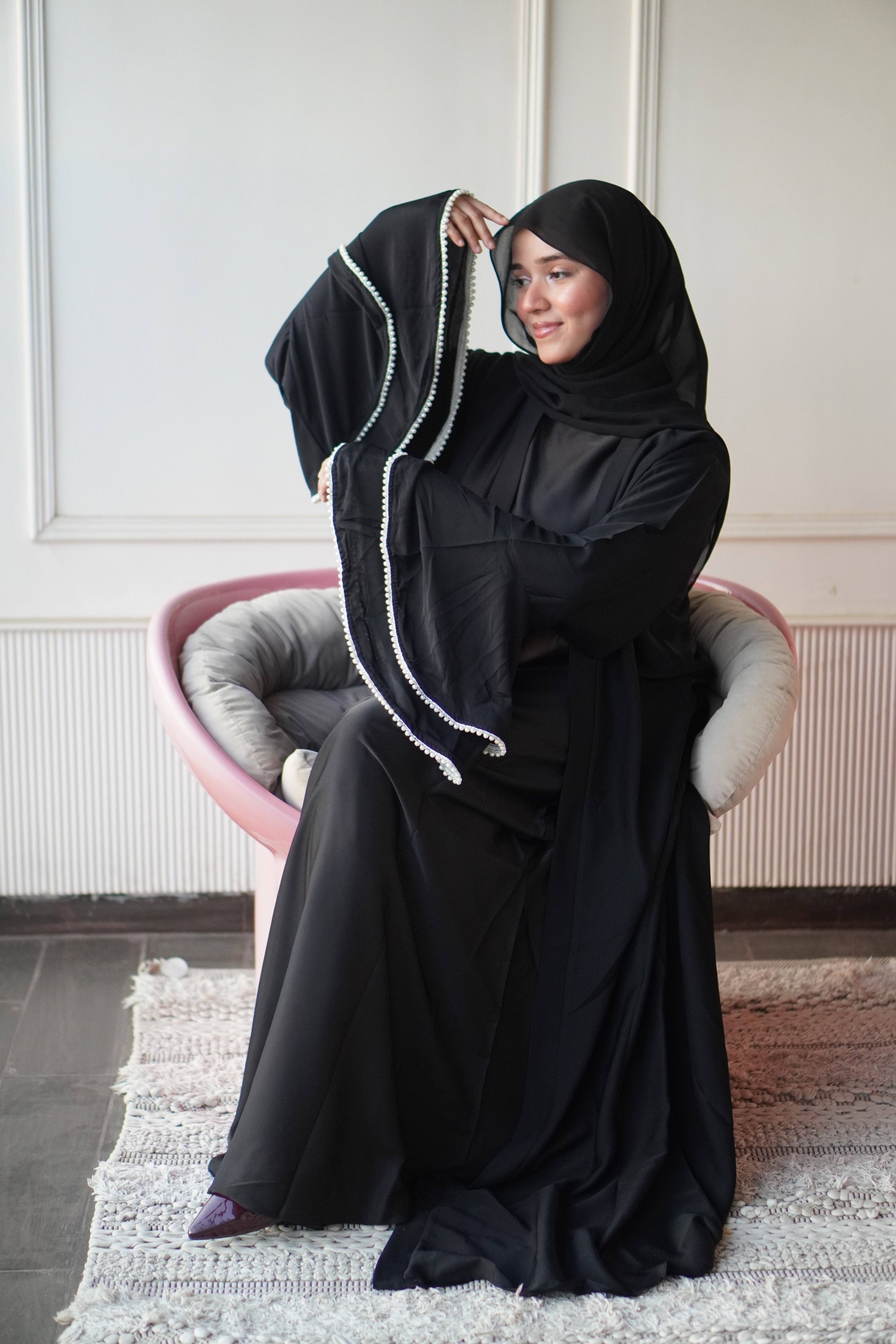 Bell Sleeves Pearl Abayah