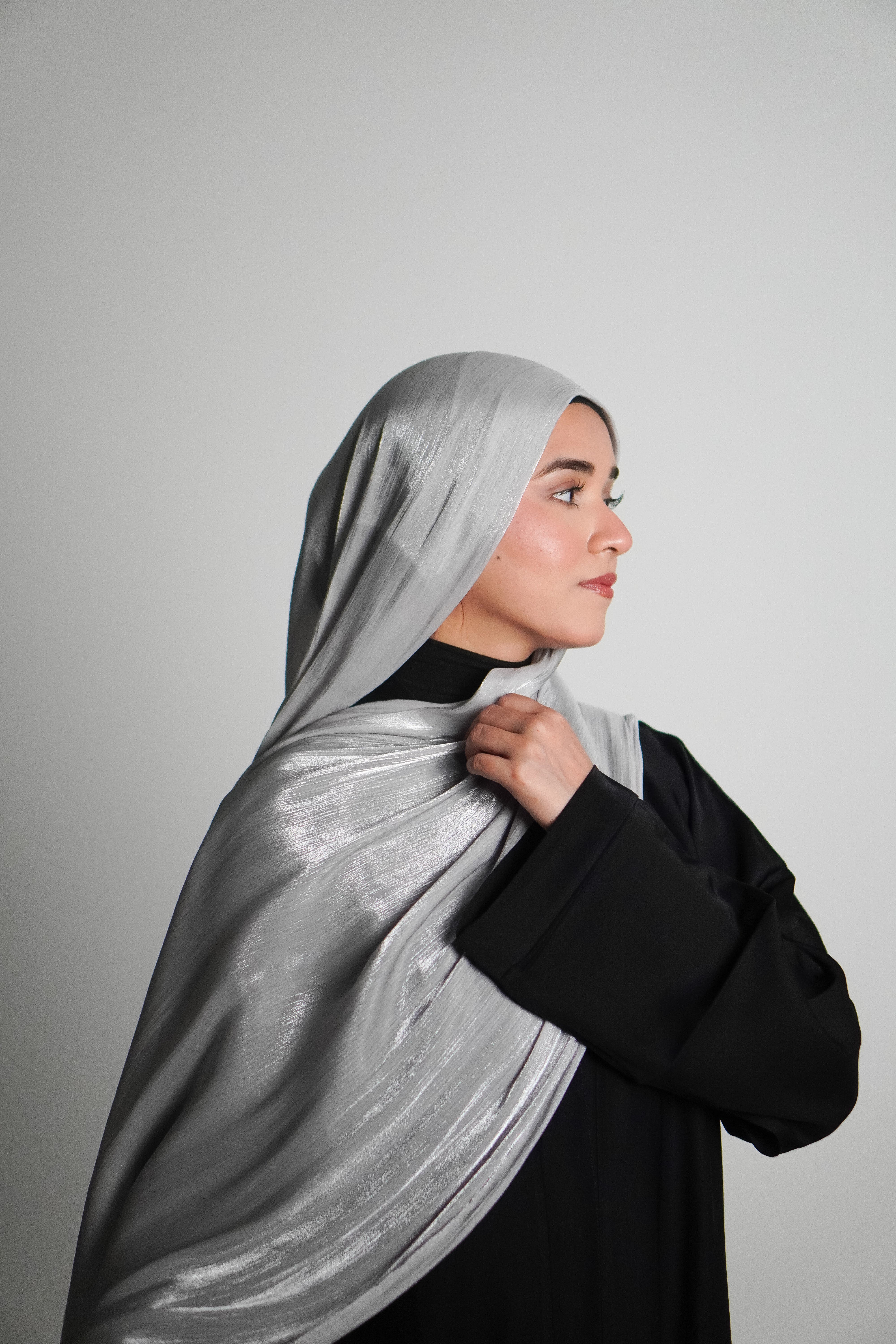 Premium Organza Hijab - Silver Grey