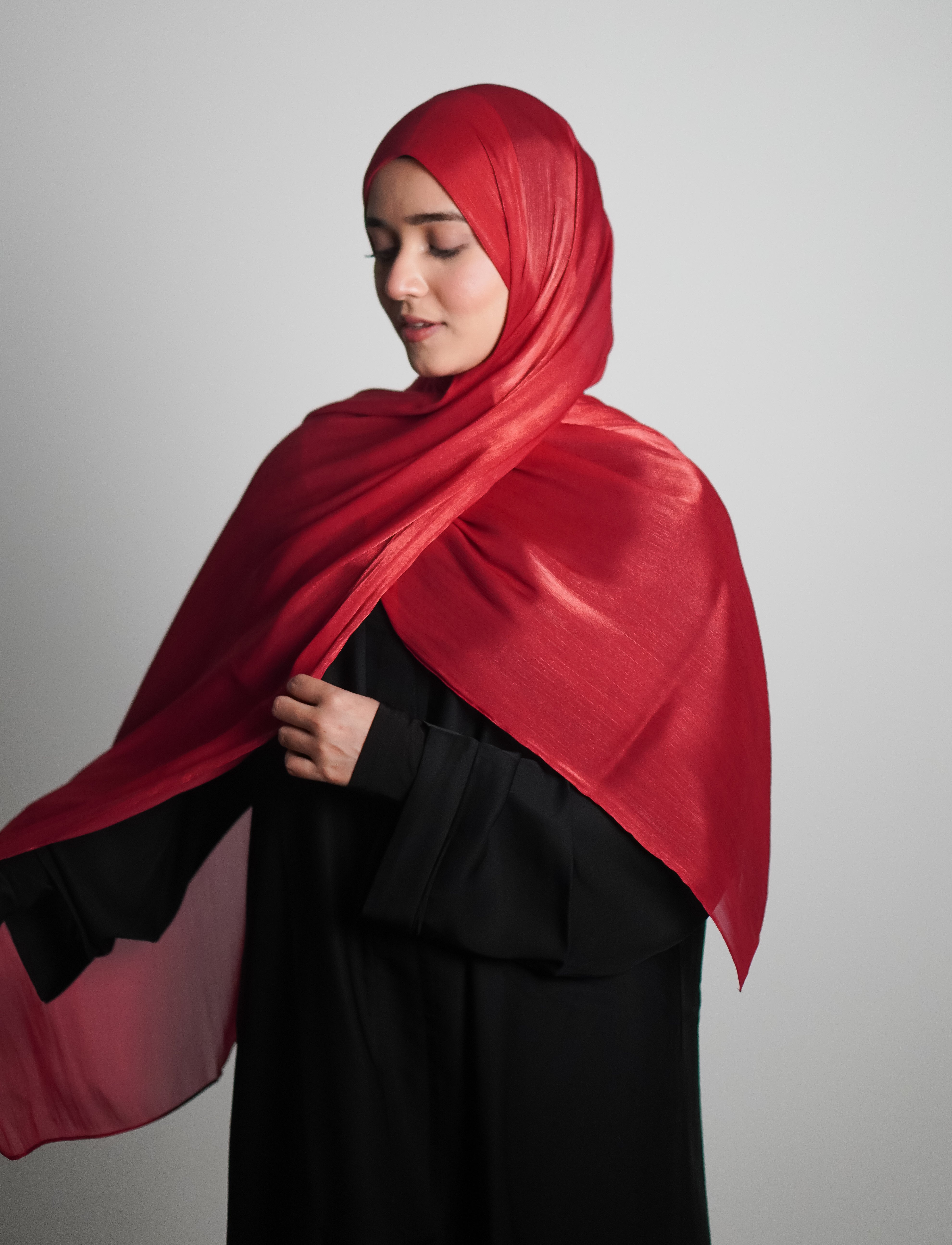 Premium Organza Hijab - Cherry Red