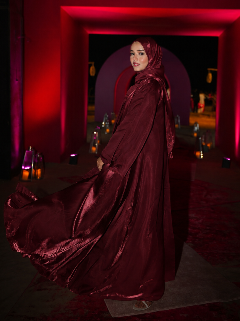 KHALEEJI ABAYAH - CHERRY MAROON
