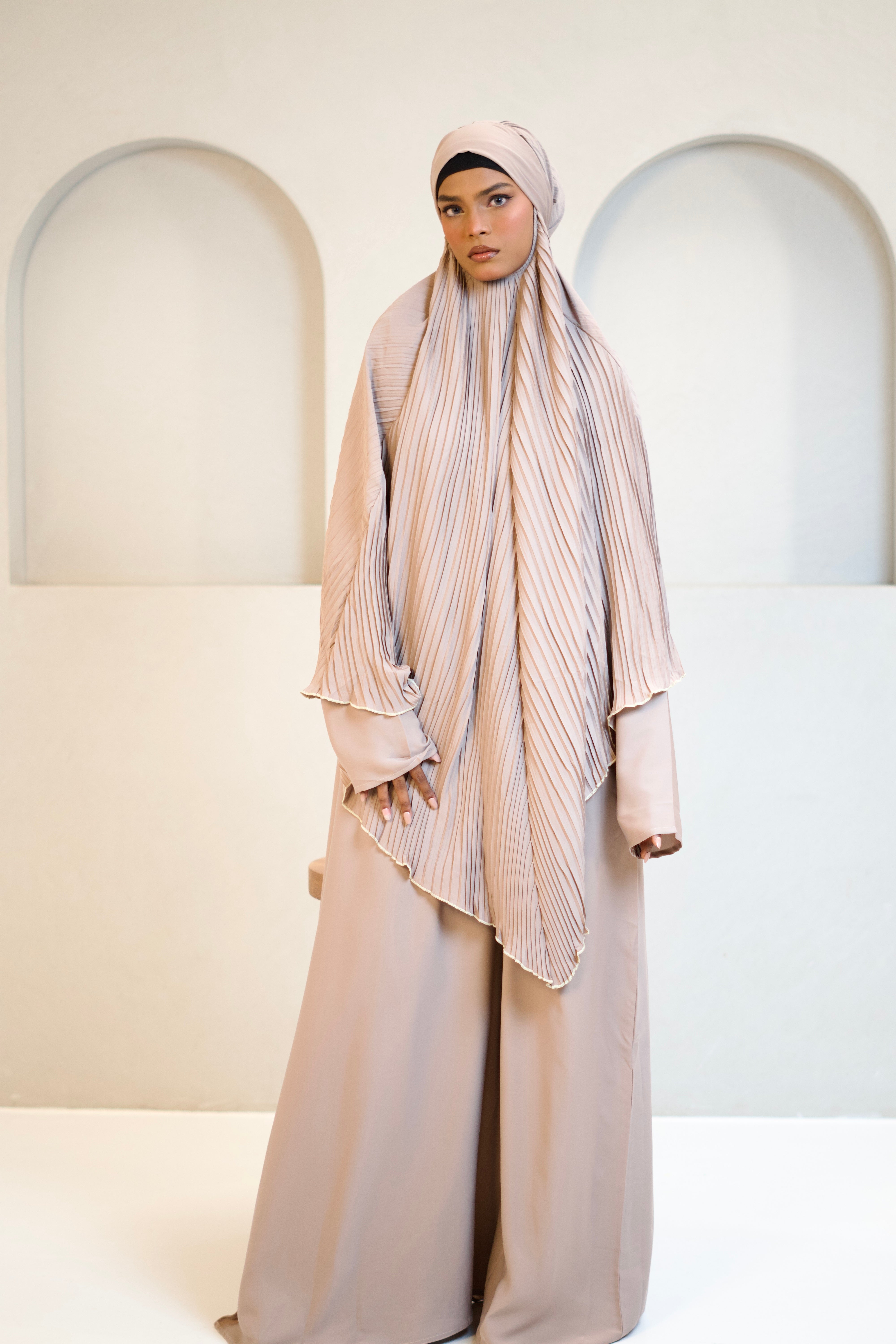PLEATED KHIMAR SET