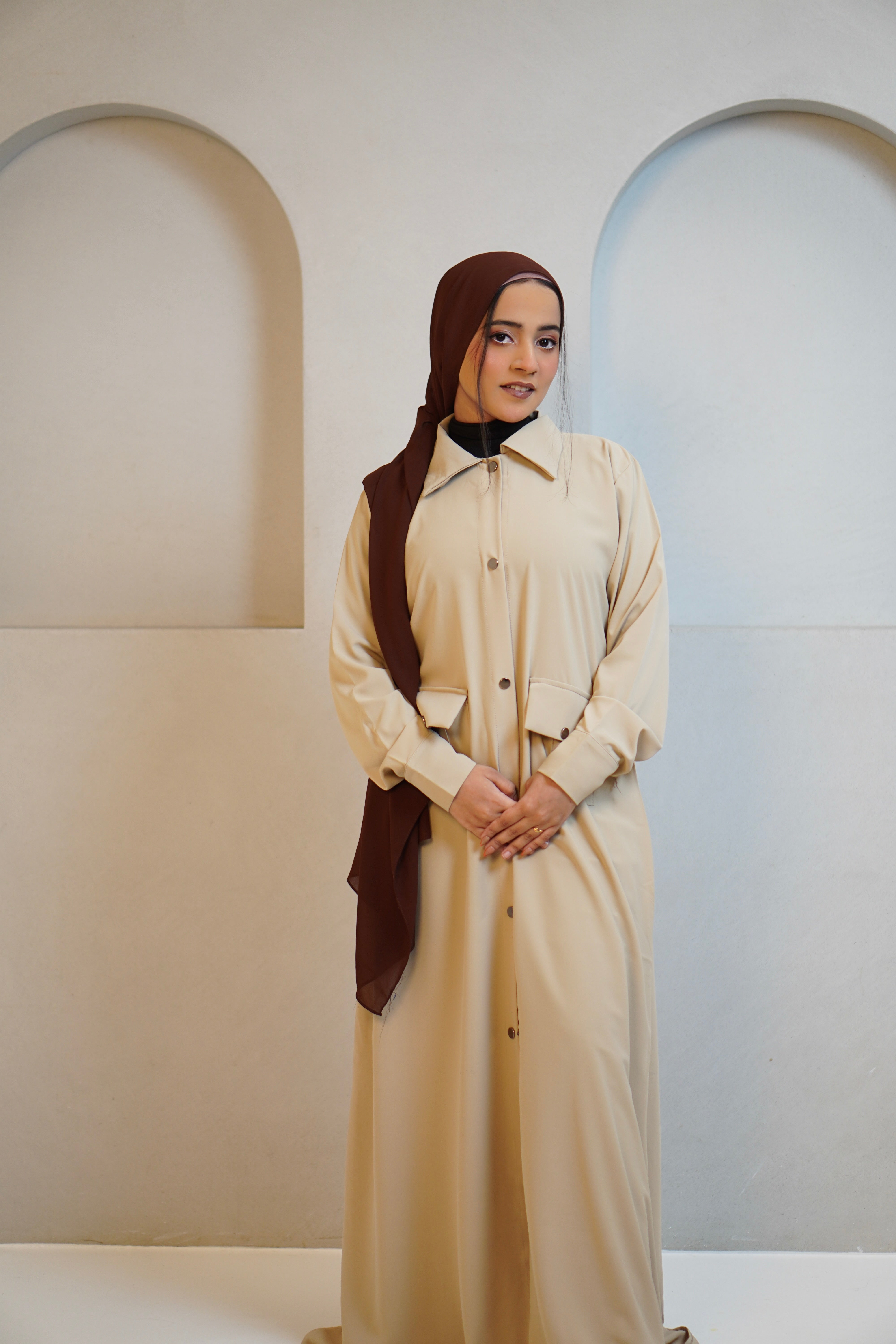 Modest Shirt Dress - Crème Beige