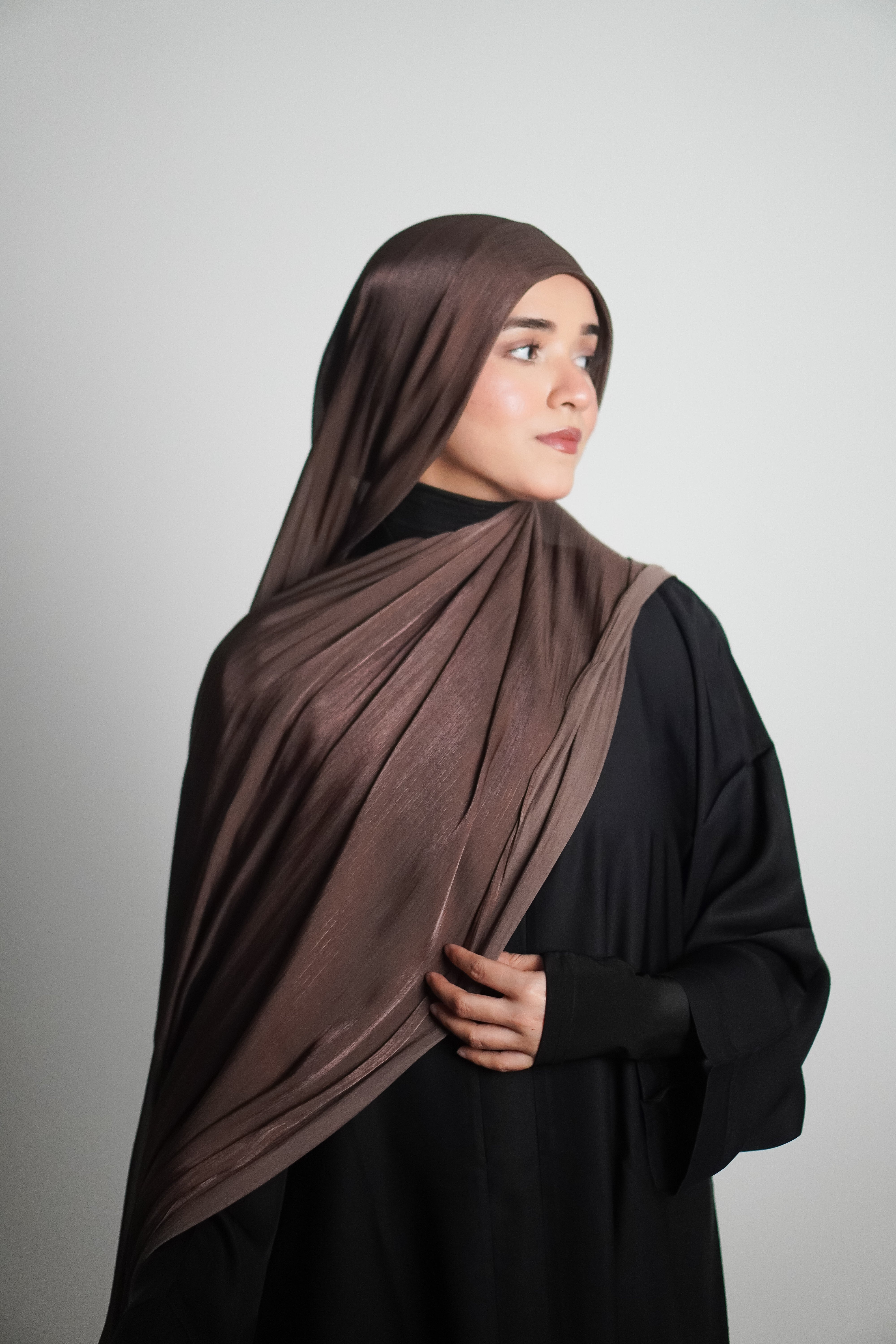 Premium Organza Hijab - Cocoa Brown