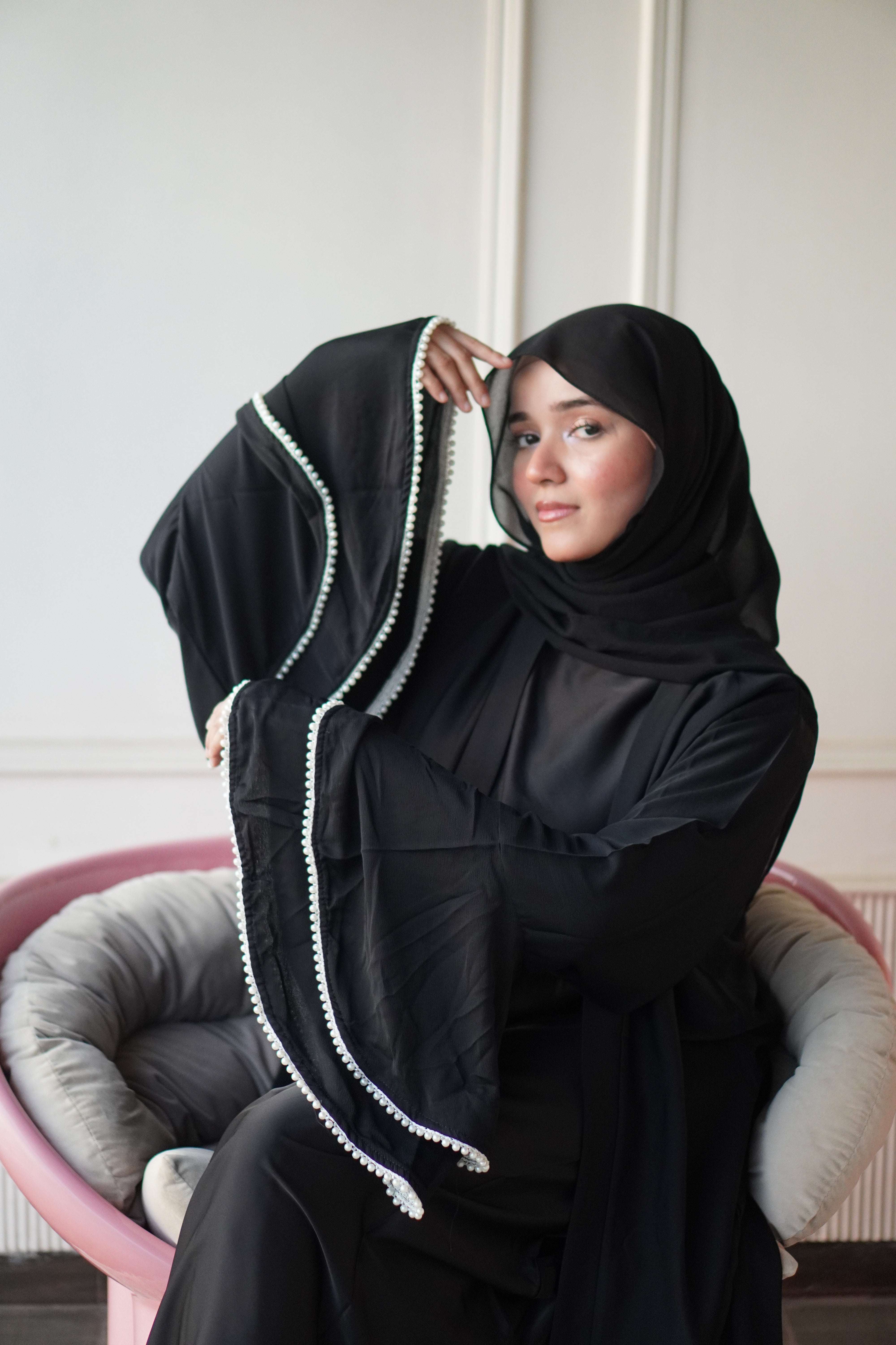 Bell Sleeves Pearl Abayah