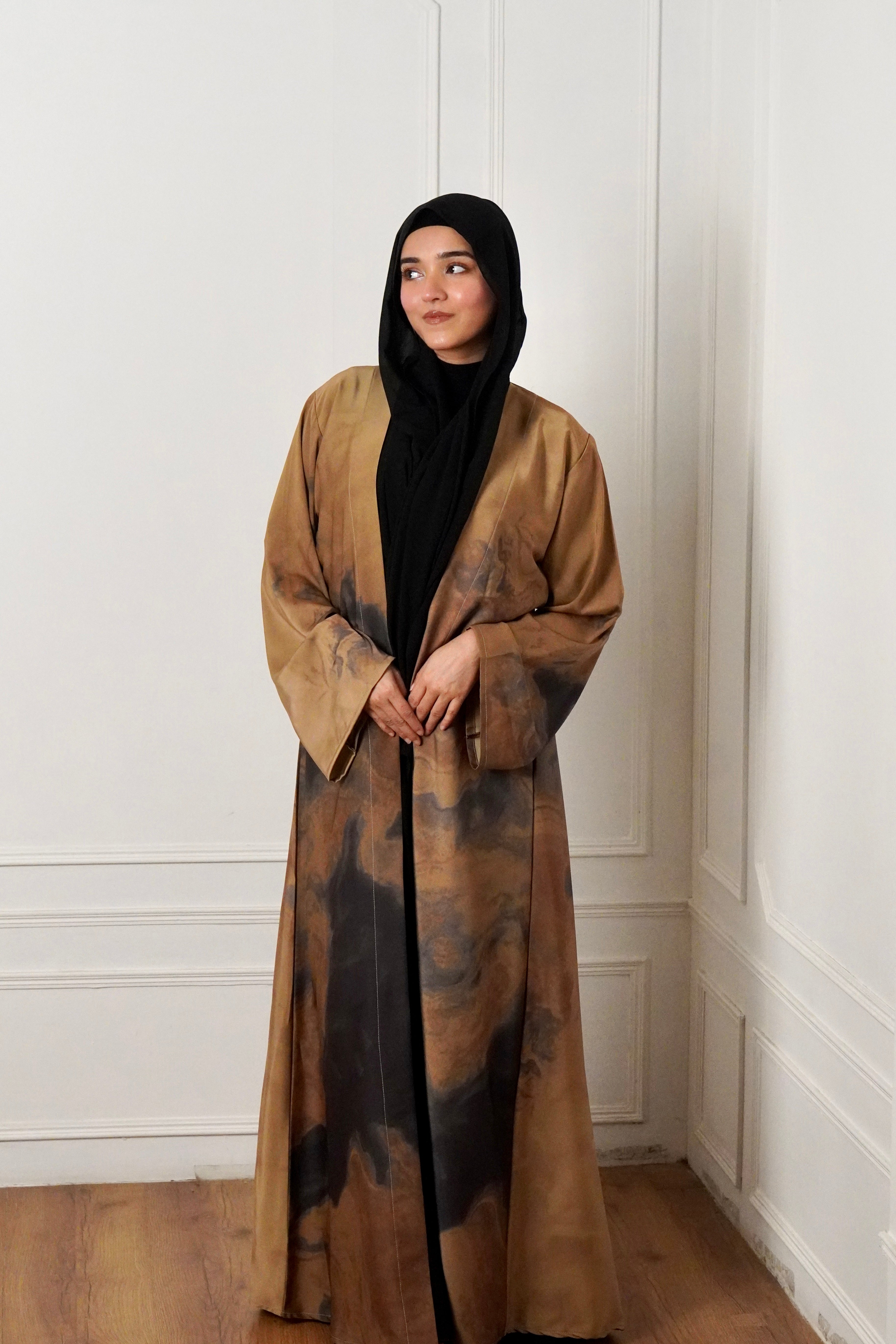 MARBLE PRINT ABAYAH - DESERT GLOW
