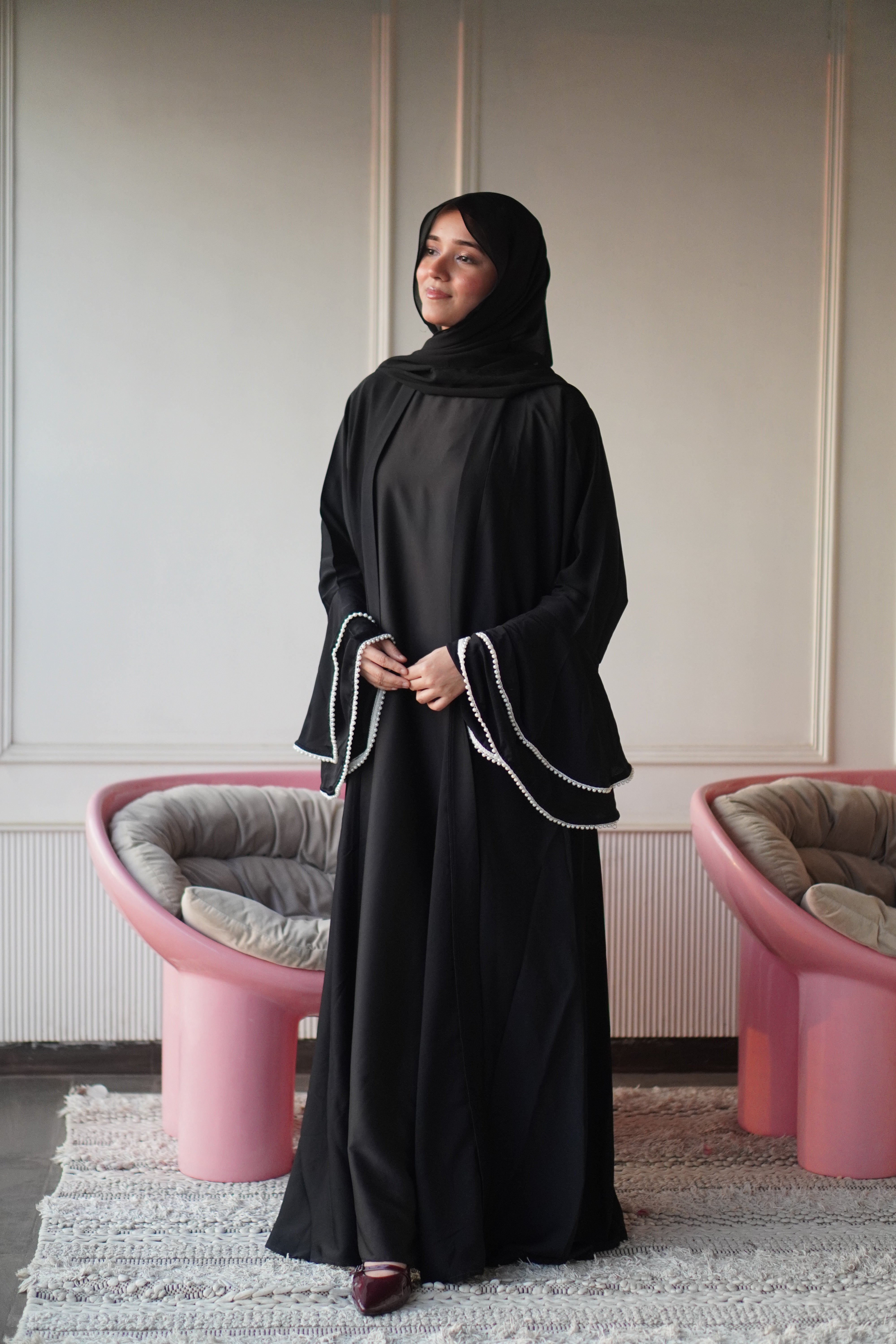 Bell Sleeves Pearl Abayah