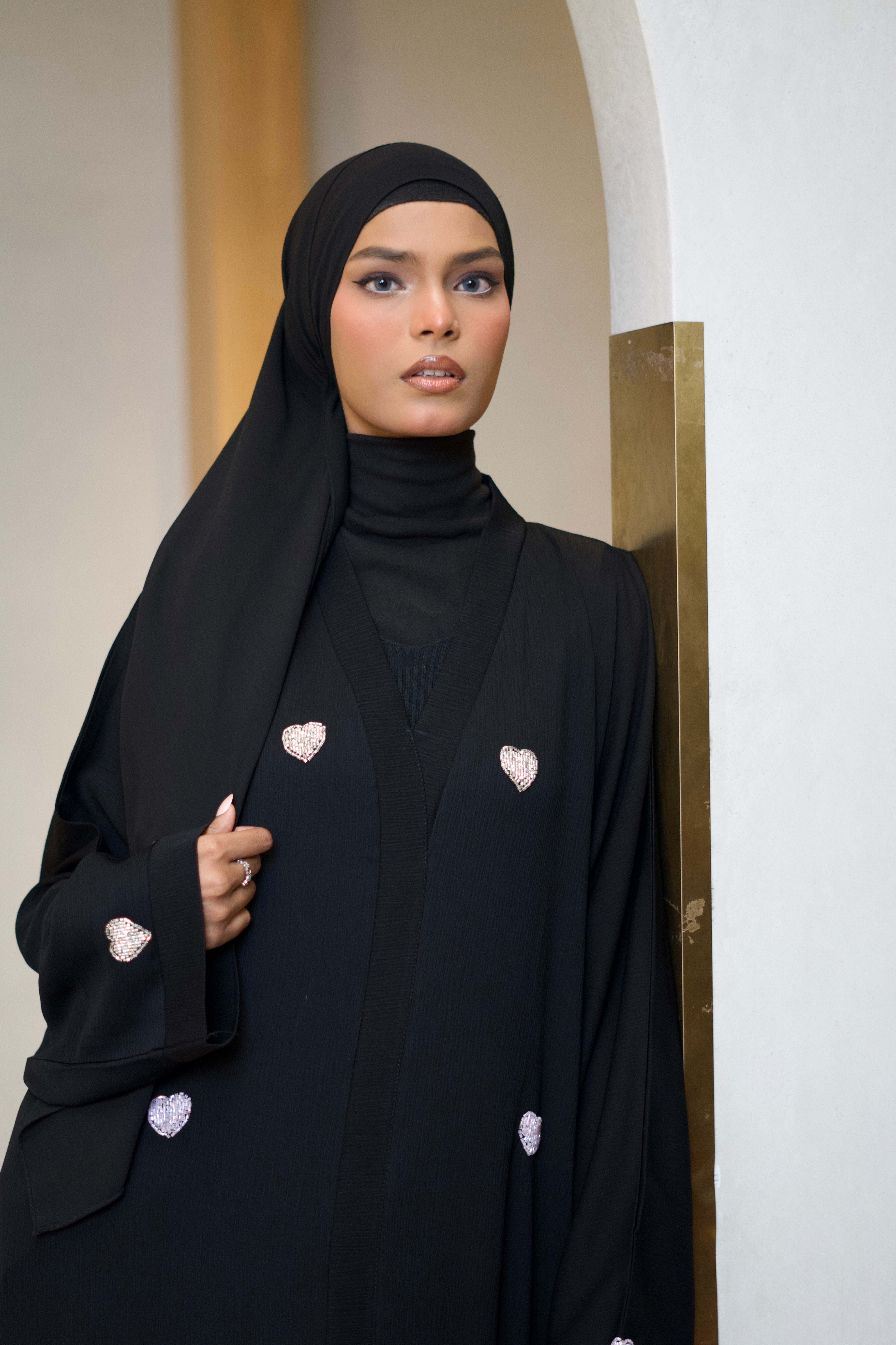 Qalbi Abayah - Pink & Silver