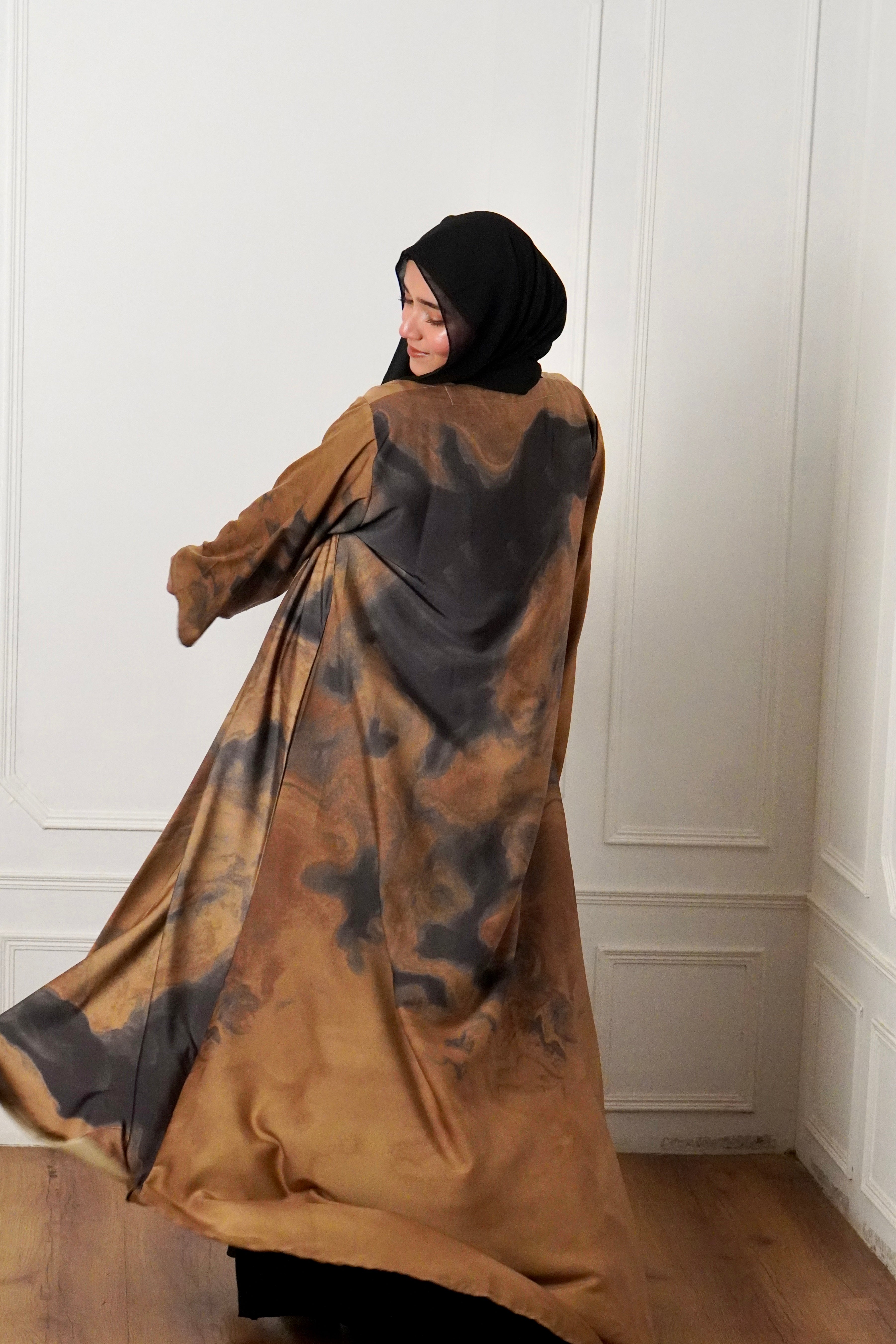 MARBLE PRINT ABAYAH - DESERT GLOW