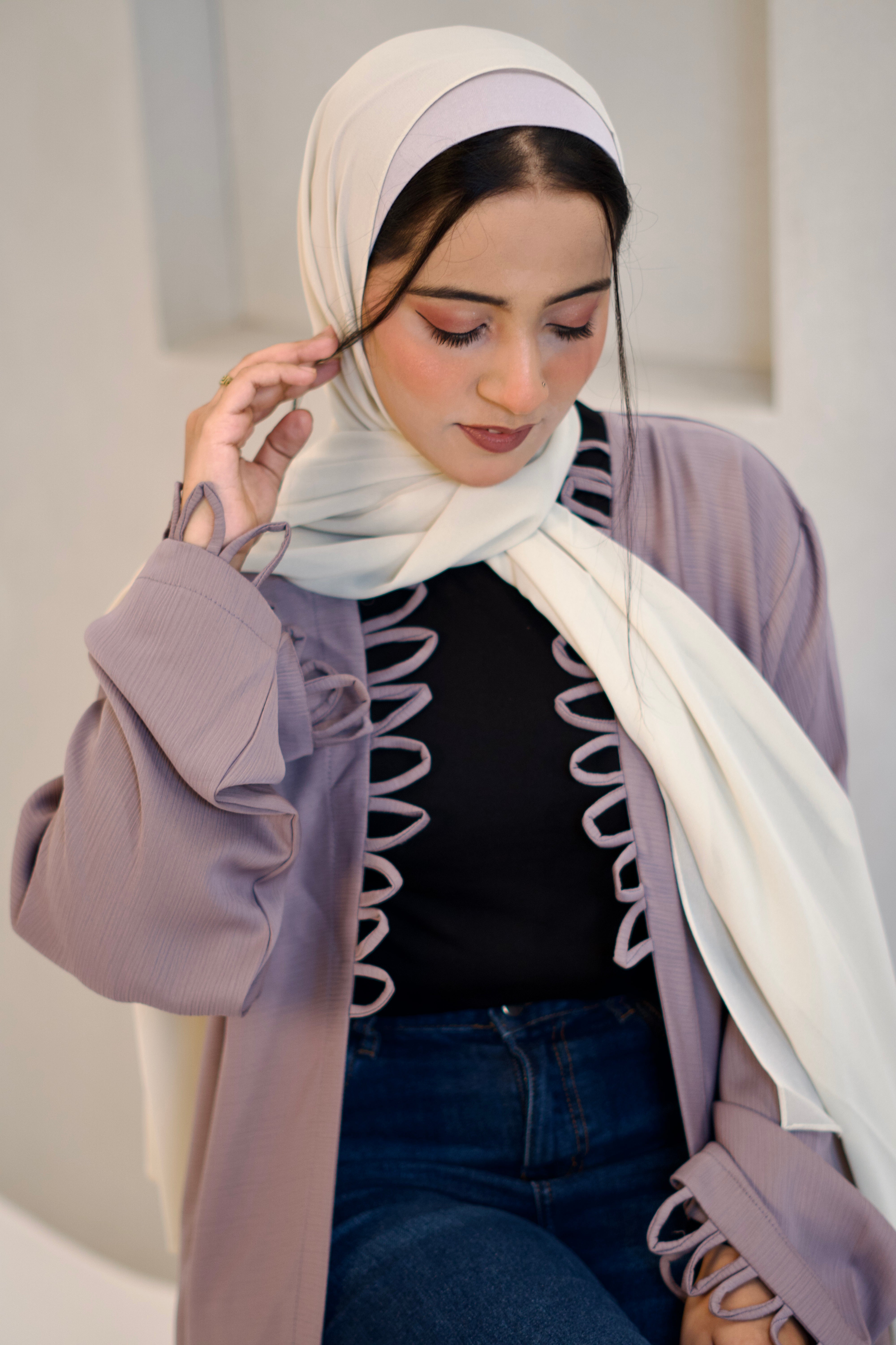 Tie Knot Shrug Abayah - Dusty Lilac