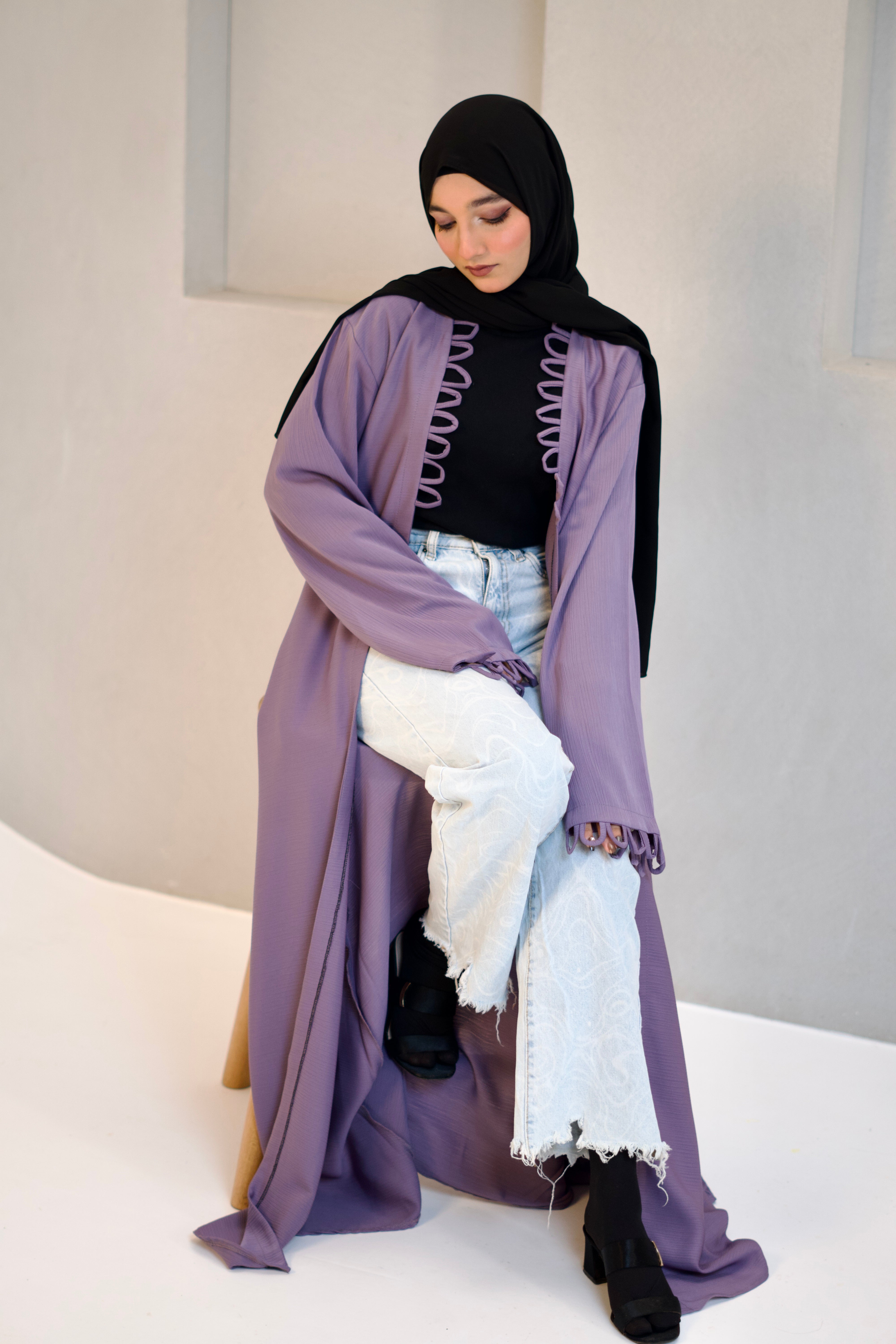 Tie Knot Shrug Abayah - Lavender