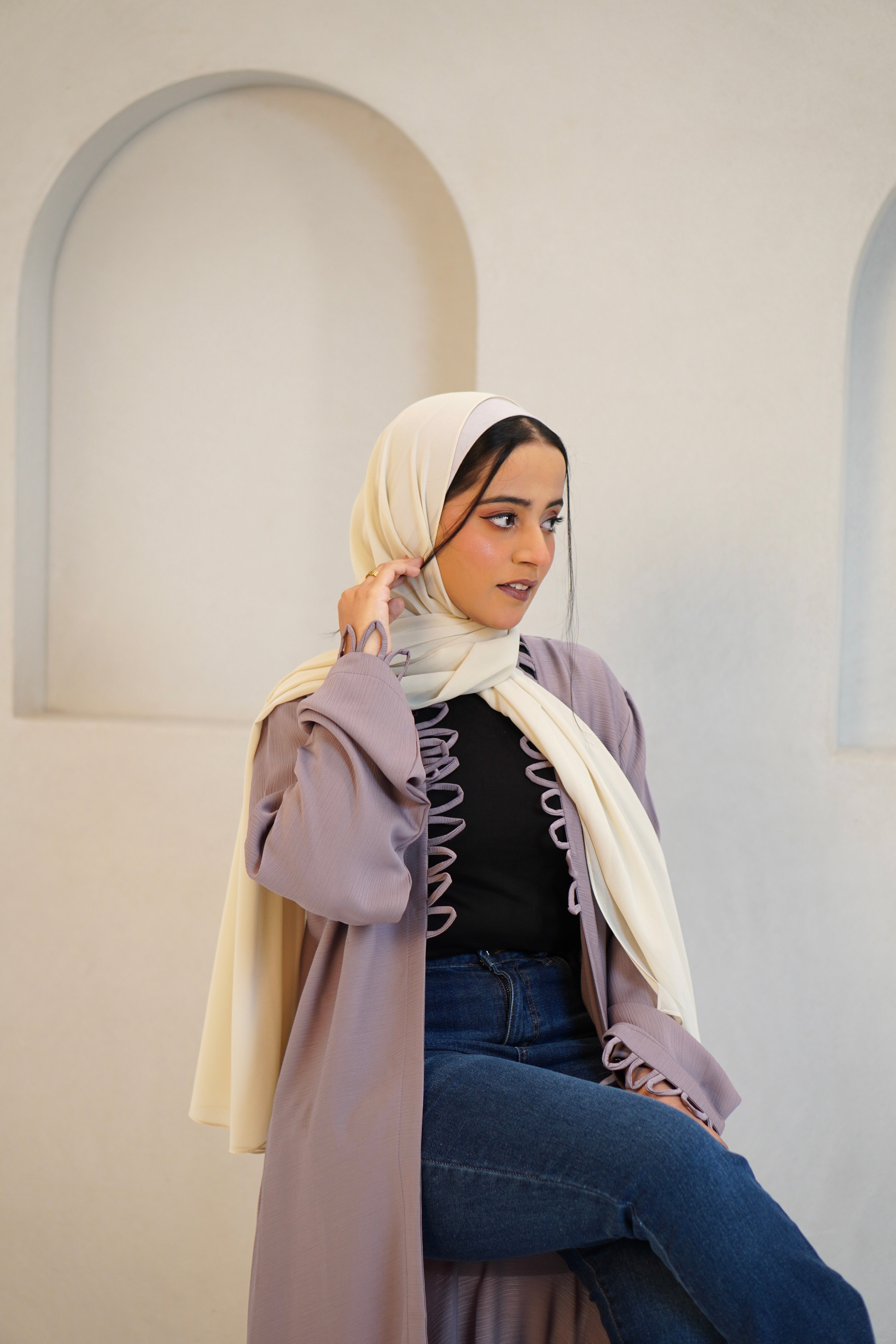 Tie Knot Shrug Abayah - Dusty Lilac