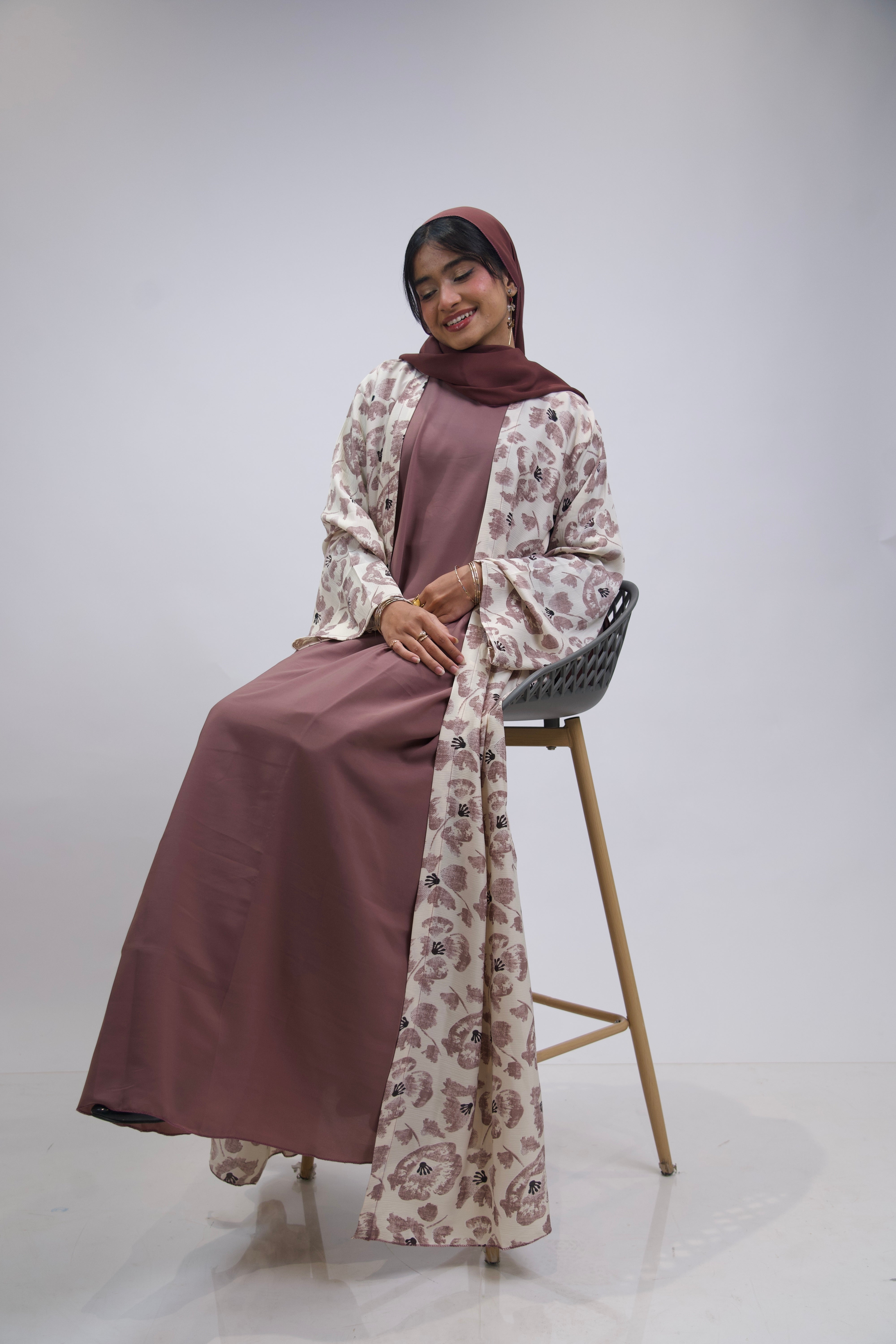 FLORAL PRINTED ABAYAH - ROSE