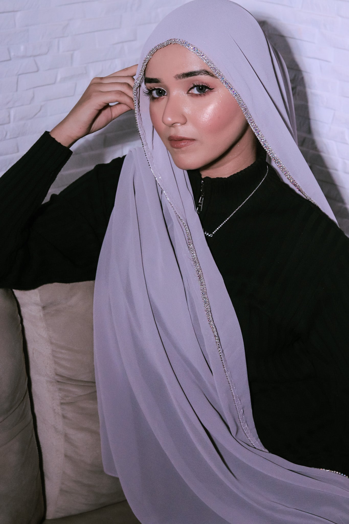 Crystal Hijab - Sterling Grey