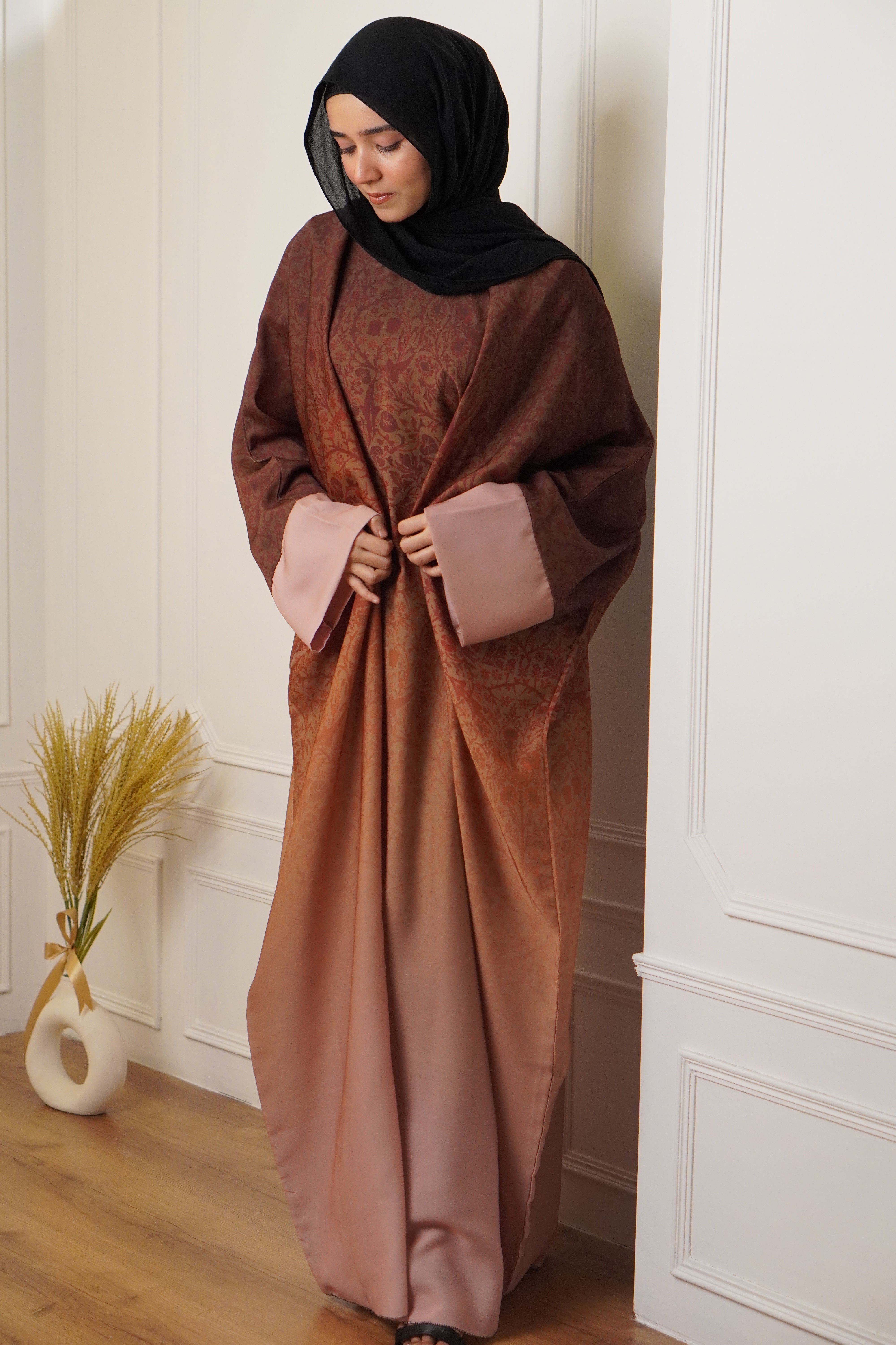 OMBRE PRINTED ABAYAH - BURNT ORANGE